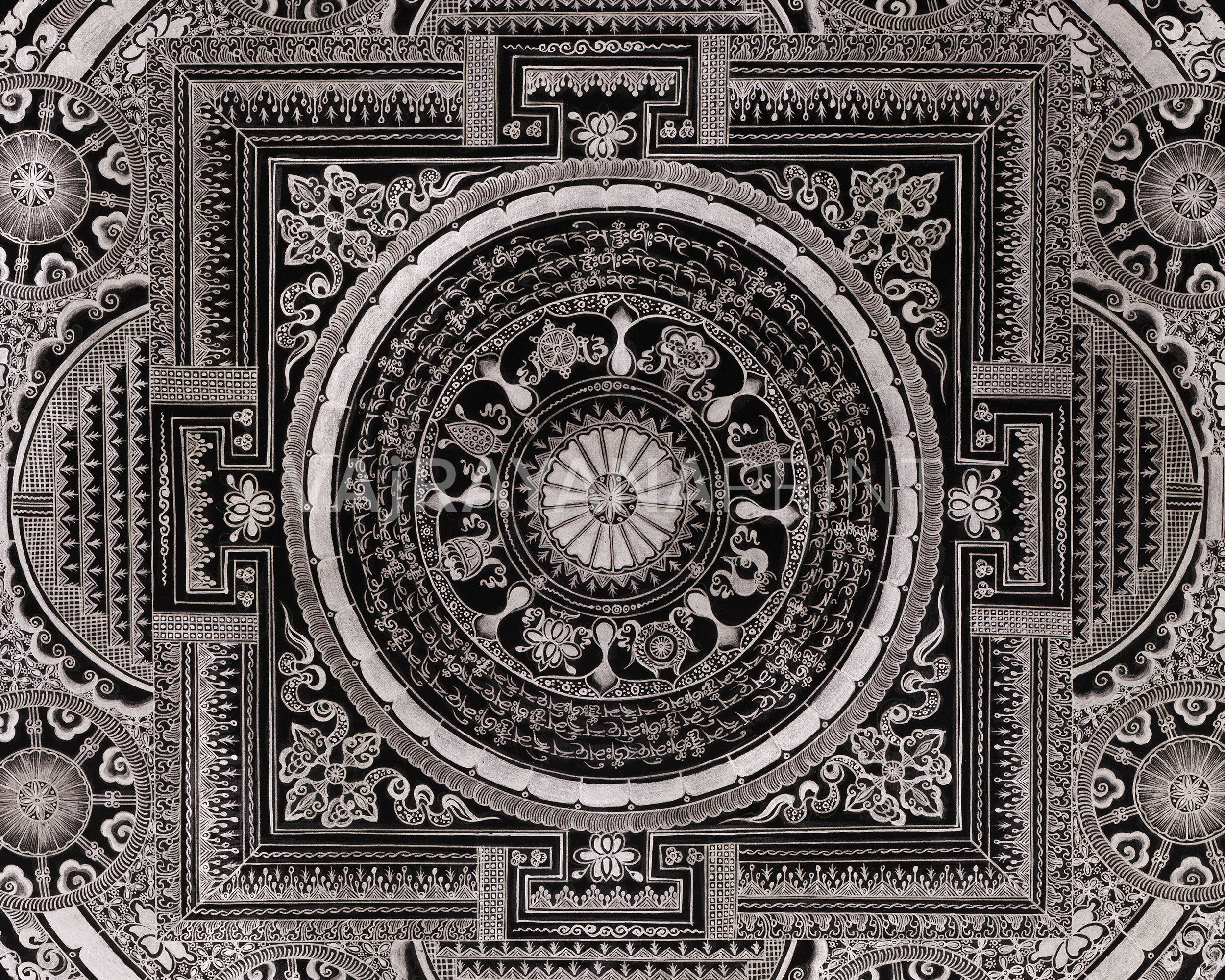 Ashtamangala Mantra Mandala | High Quality Giclee Canvas Print