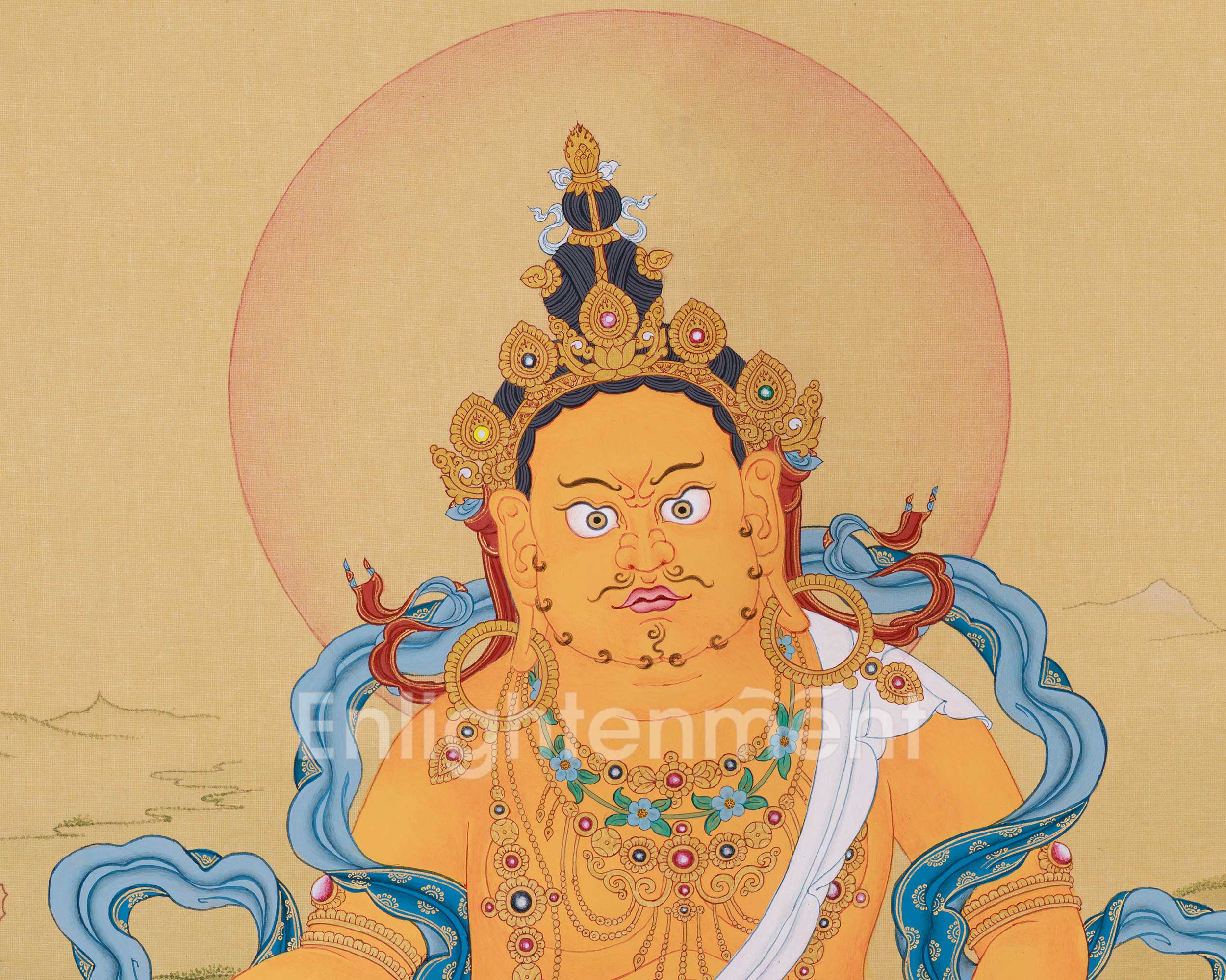 Premium Wealth Offering Deity Dzambhala Thangka | Symbol of Generosity and Sacred Power