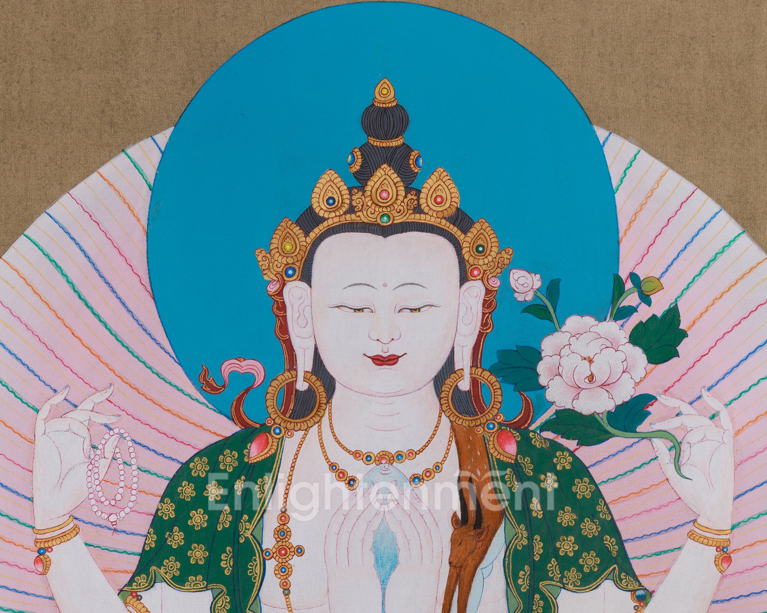 Divine Four-Armed Chenrezig Thangka | A Sacred Thangka of Compassion