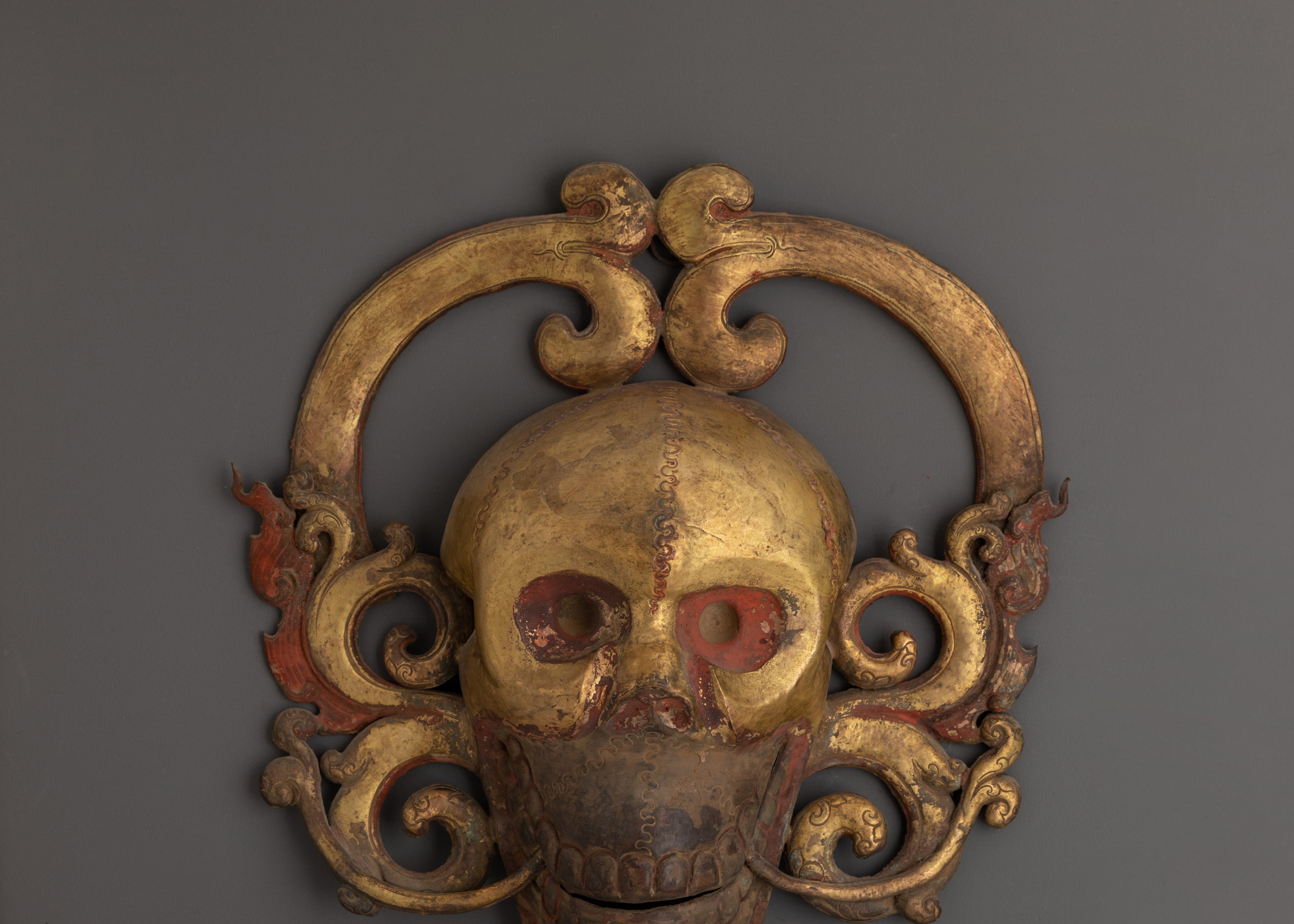 Gothic Wall Hanging | Skull Decor in Gold-Plated Copper