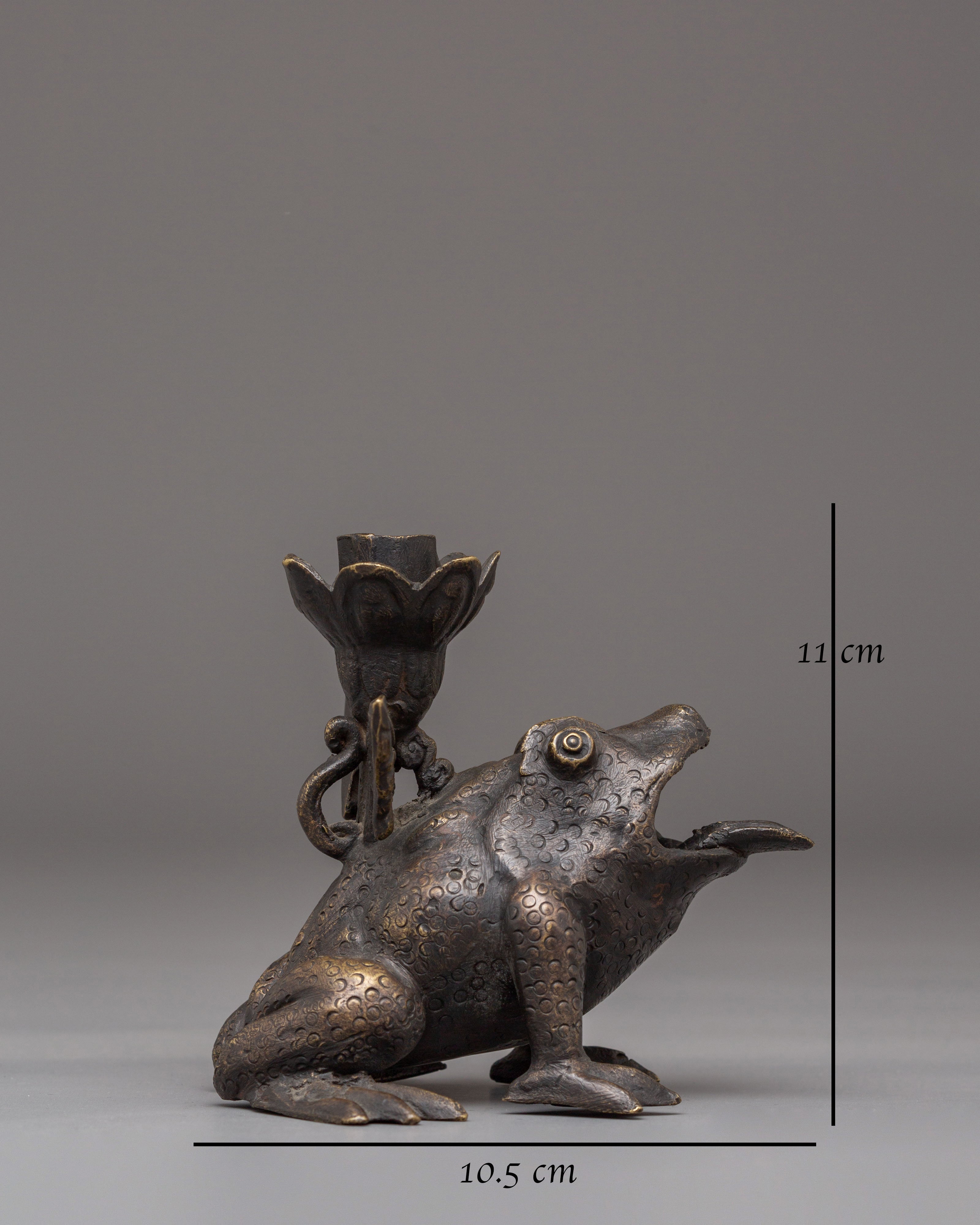 Handmade Bronze Candle Holder | Frog Candle Holder