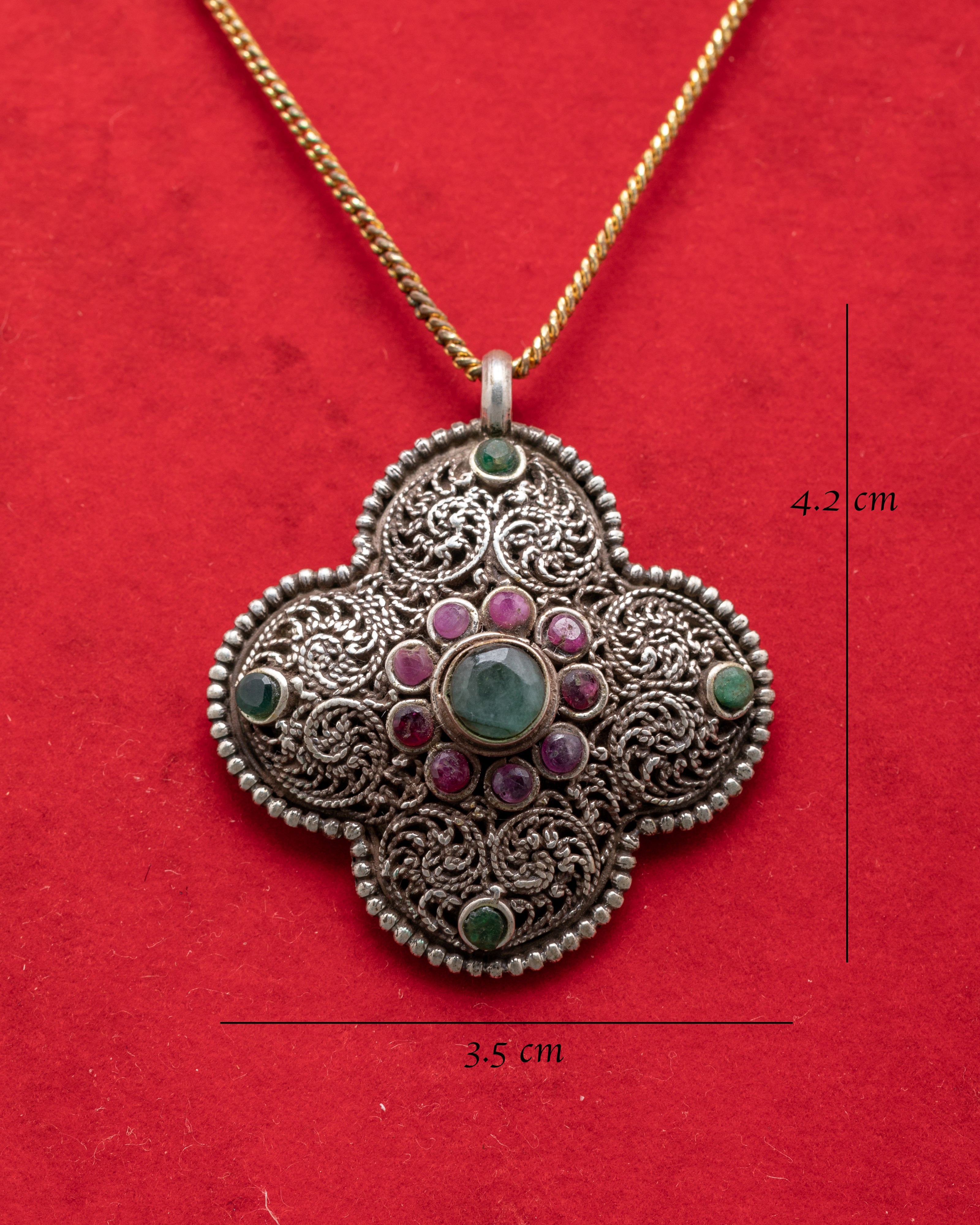 Handmade Filigree Silver Locket | Traditional Quatrefoil Pendant