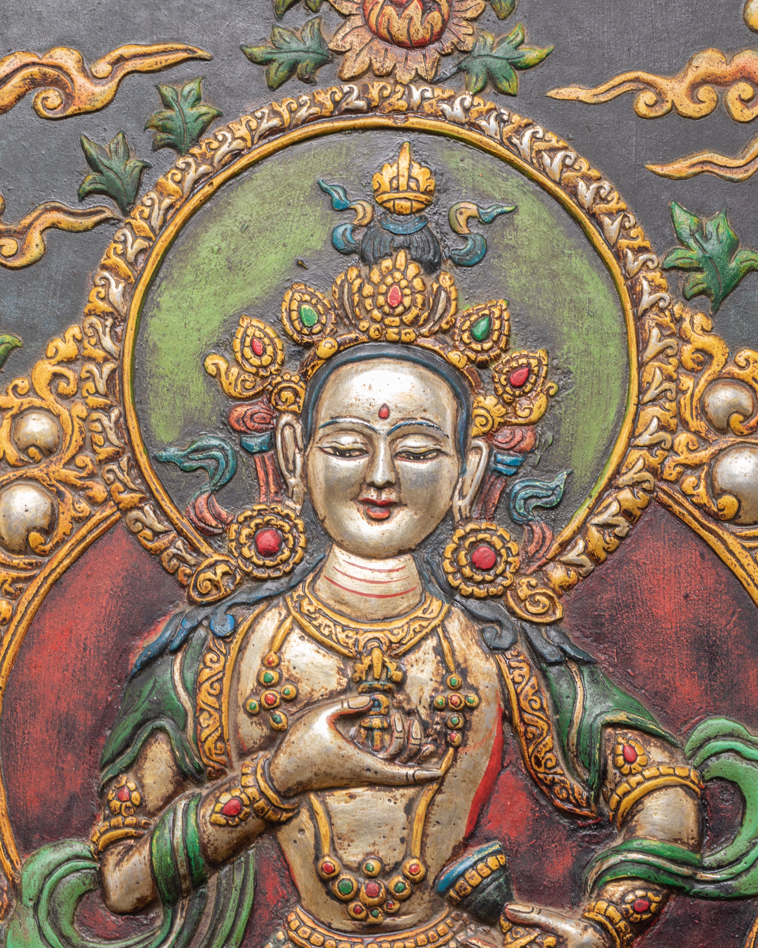 Vajrasattva Wall Hanging in Wooden Frame with Acrylic Colors
