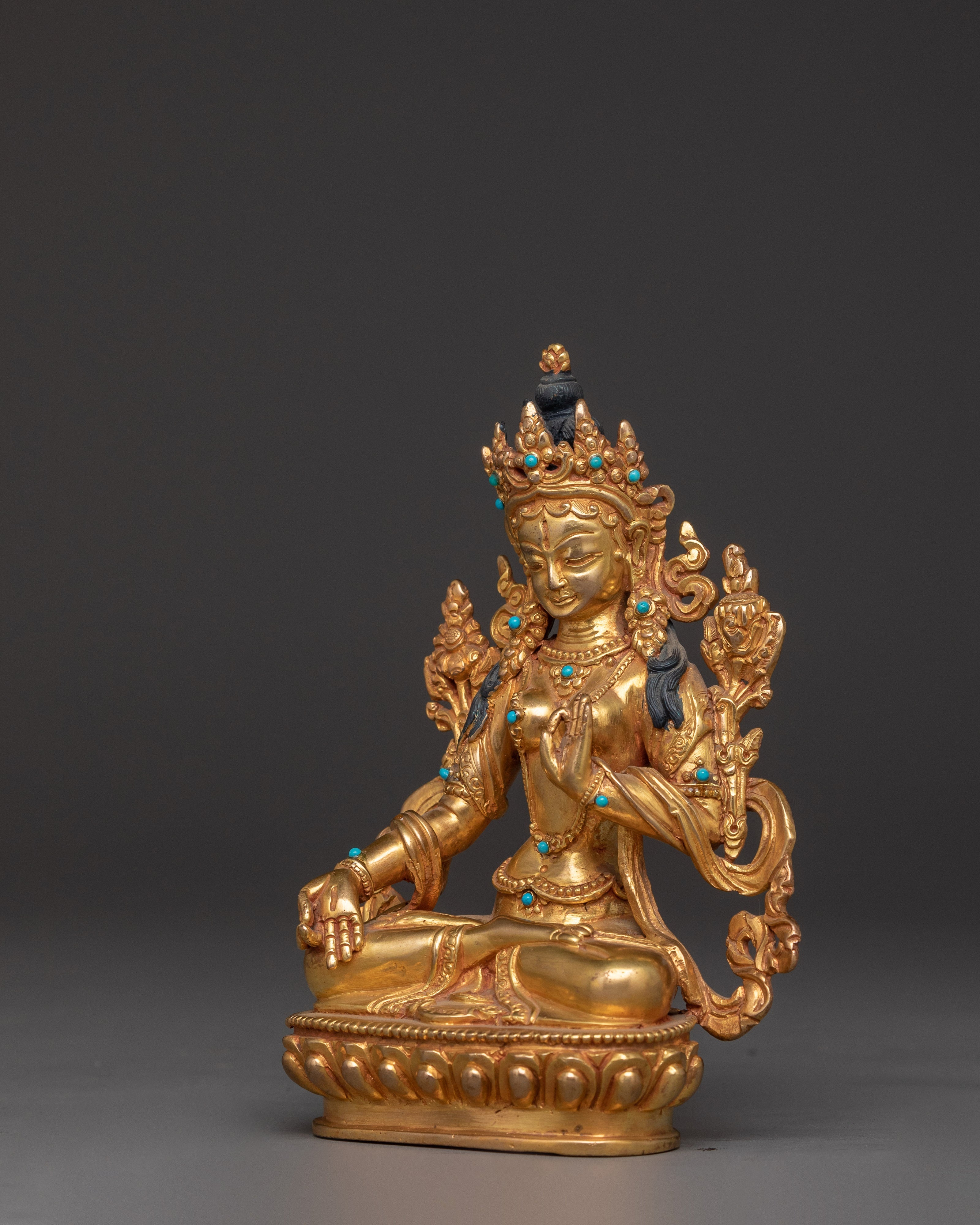 Handmade Buddhist Statue of White Tara | Symbol of Compassion and Long Life