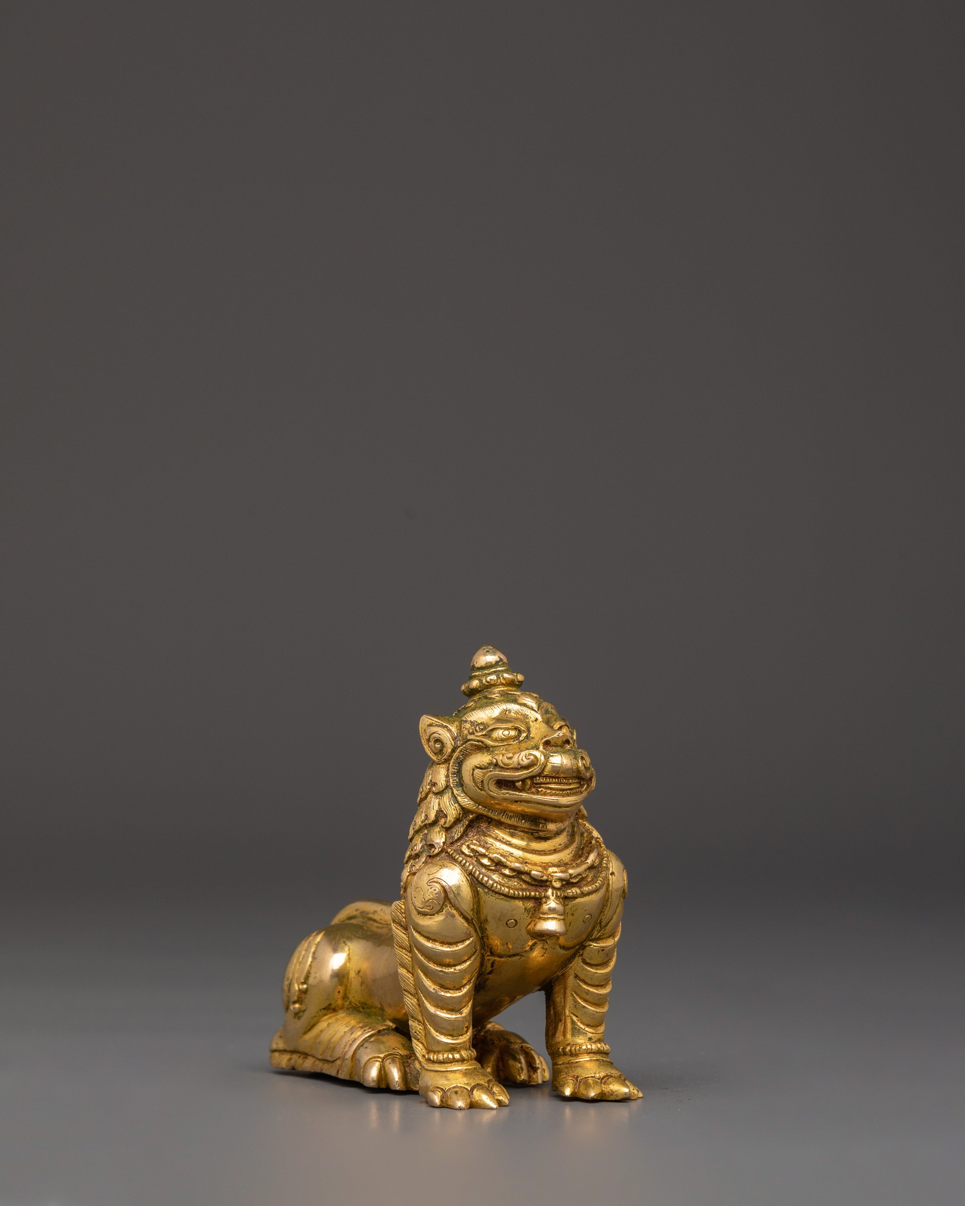 Handmade Lion Set Sculpture | Copper & Gold Plated Protective Decor