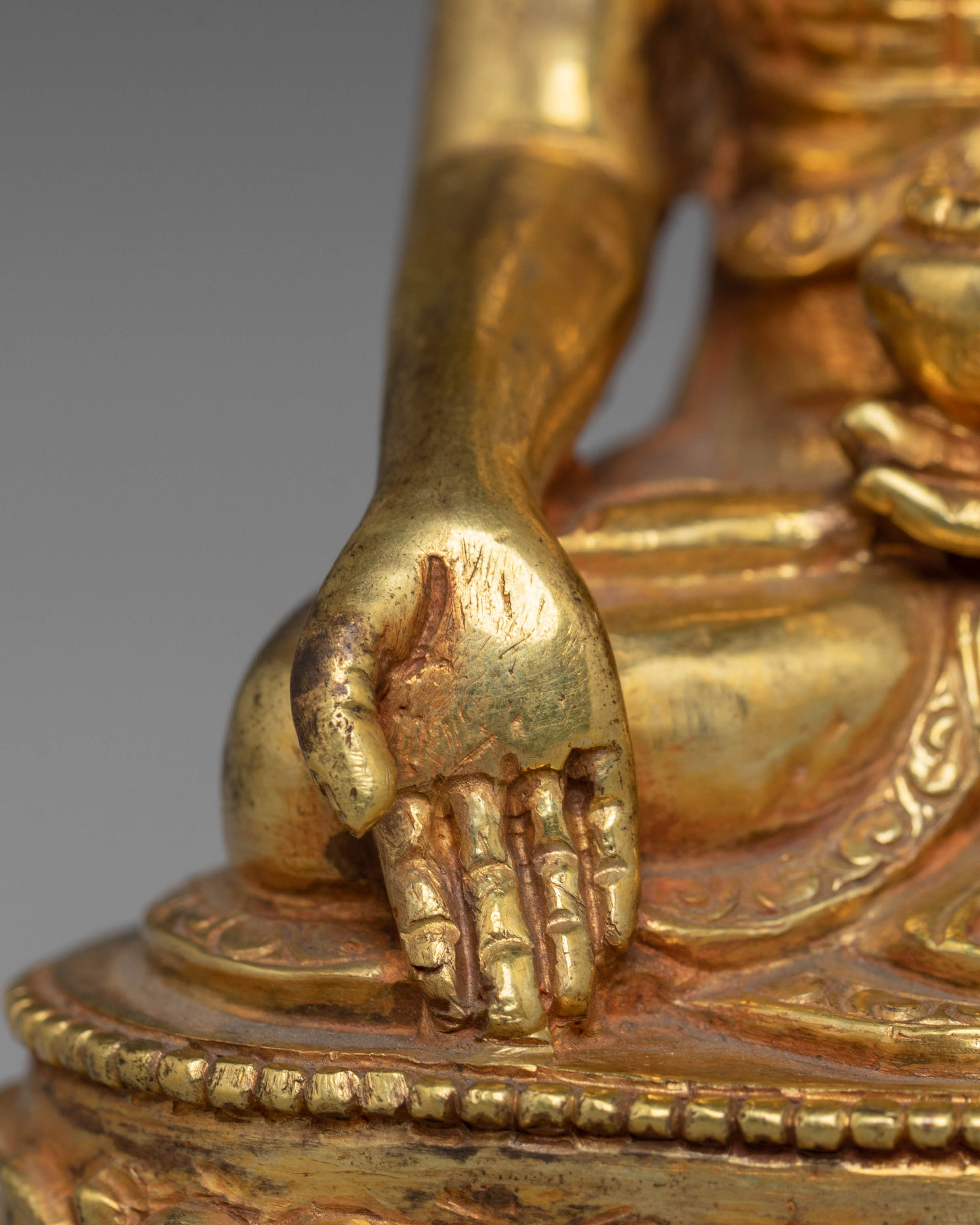 Statue of Buddha Ratnasambhava | Gold Plated Copper Buddha for Spiritual Decor