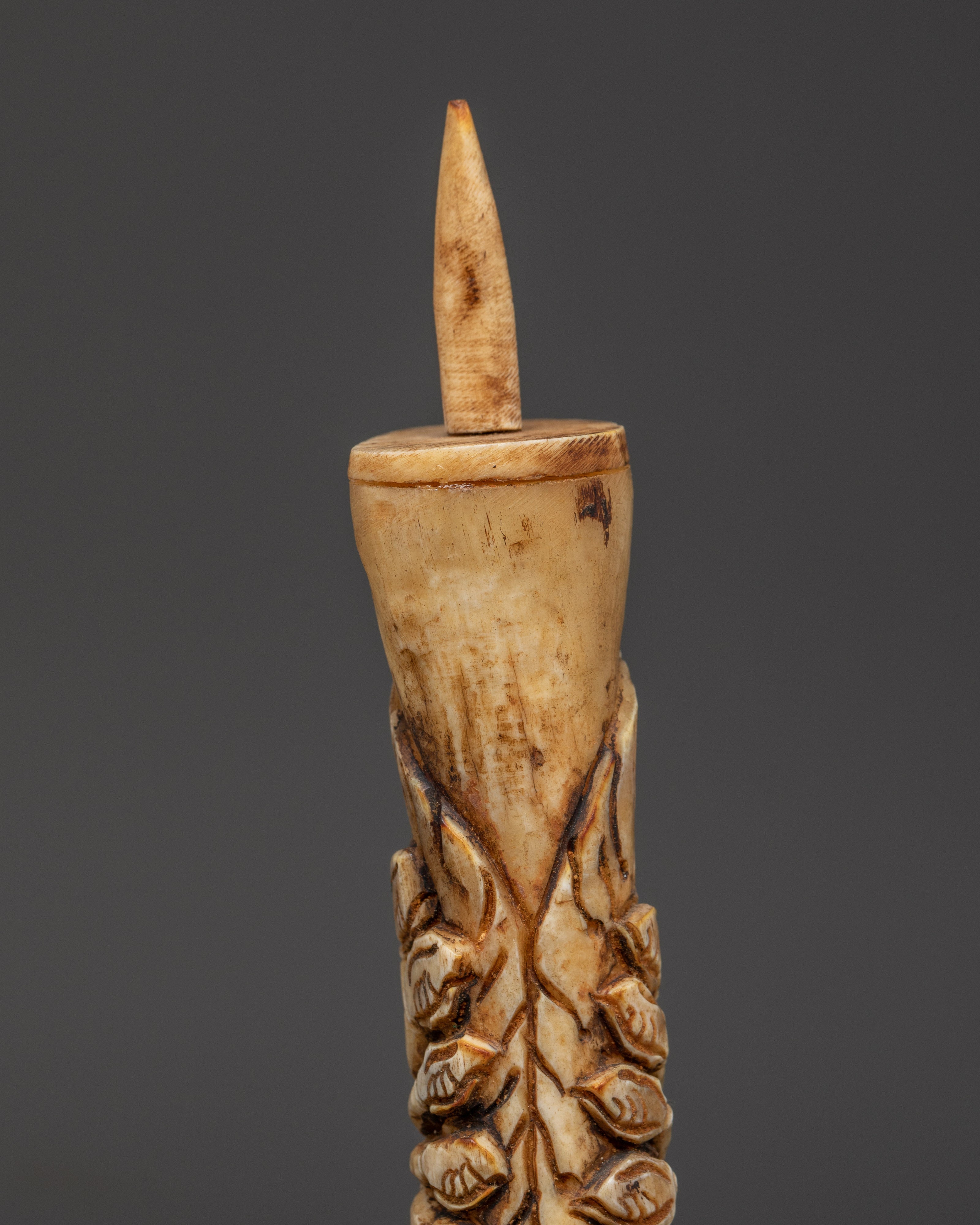 Handcarved Ritual Yak Bone Stamp | For Mantra Impressions, Buddhist Ceremonies