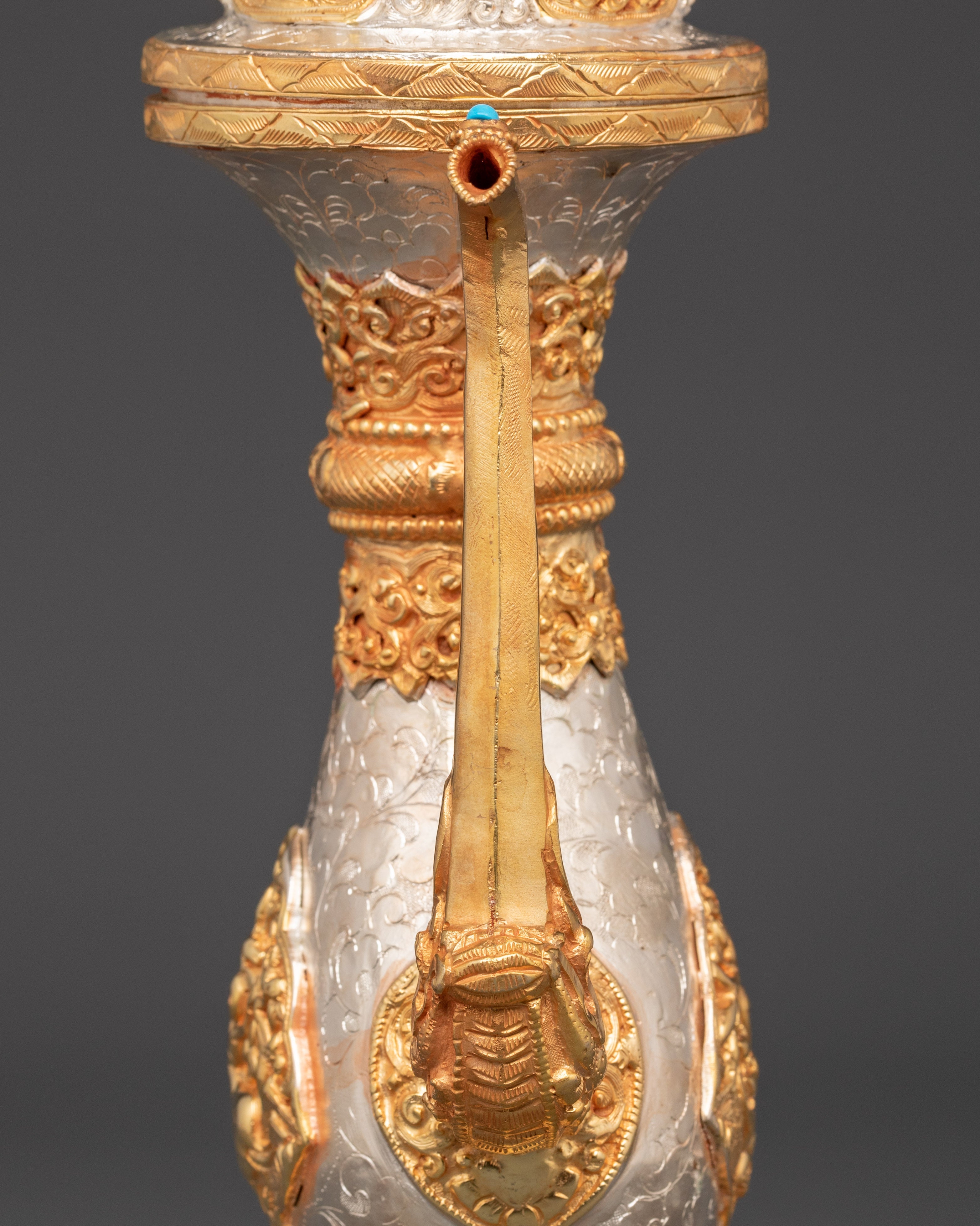 Handcrafted Tibetan Bhumba Ritual Vase | Water Offering Vessel with Dragon Handle