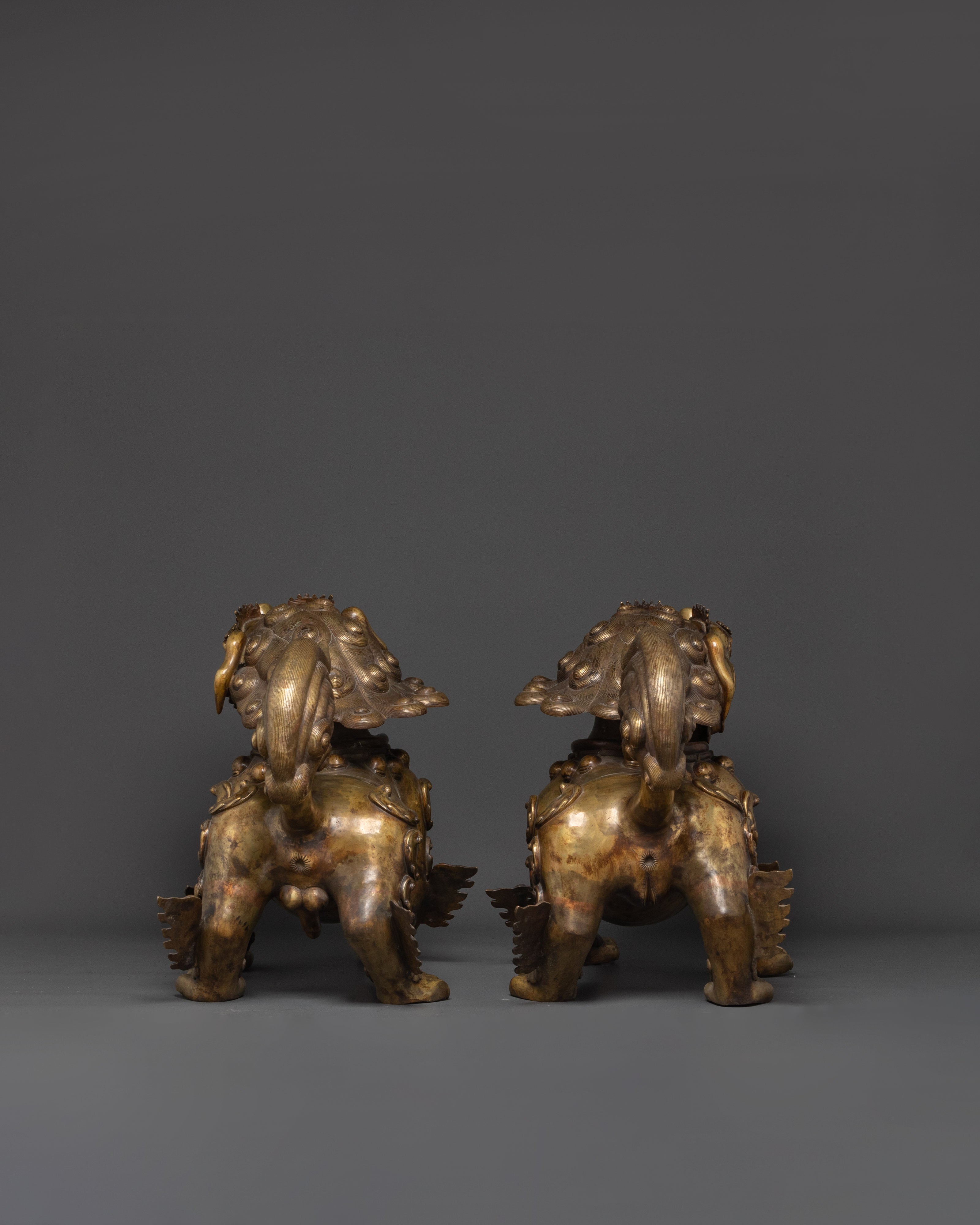 Sacred Mythical Lion Statue Set | Guardian Protectors of Strength and Prosperity