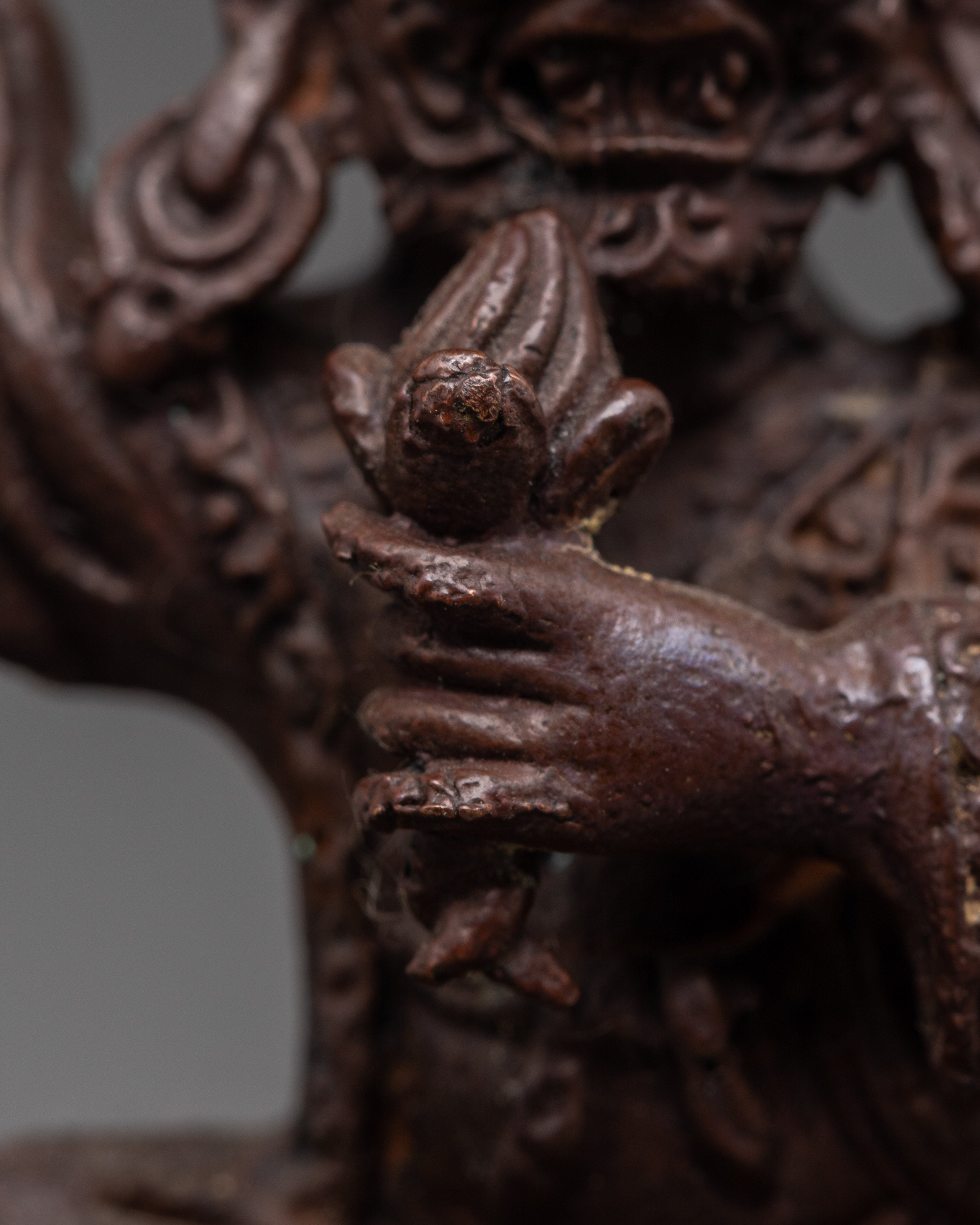 Protector Deity Dorje Legpa Statue | Tibetan Oxidized Copper Ritual Sculpture