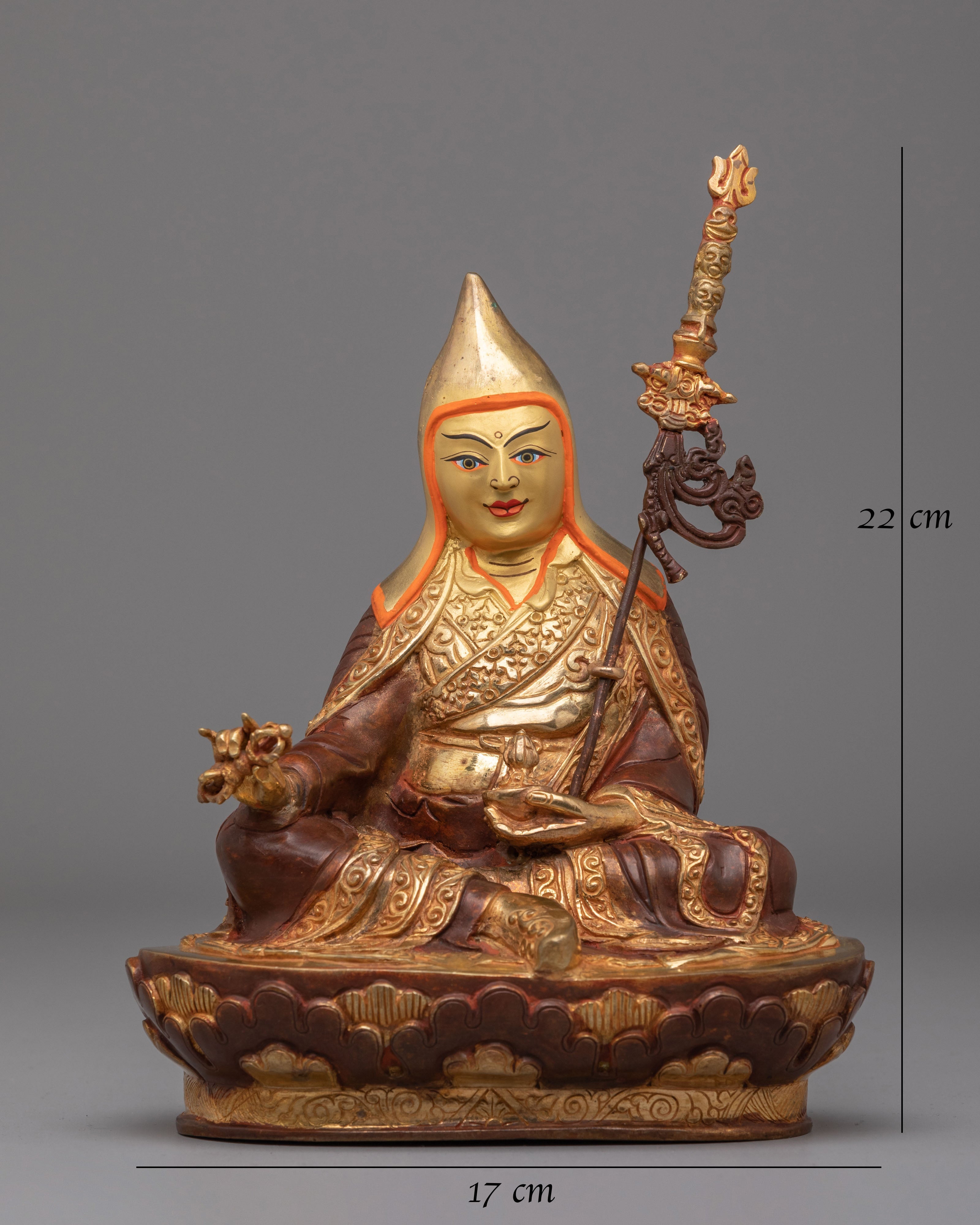 Guru Rinpoche Altar Statue | 24K Gold Plated Padmasambhava Statue