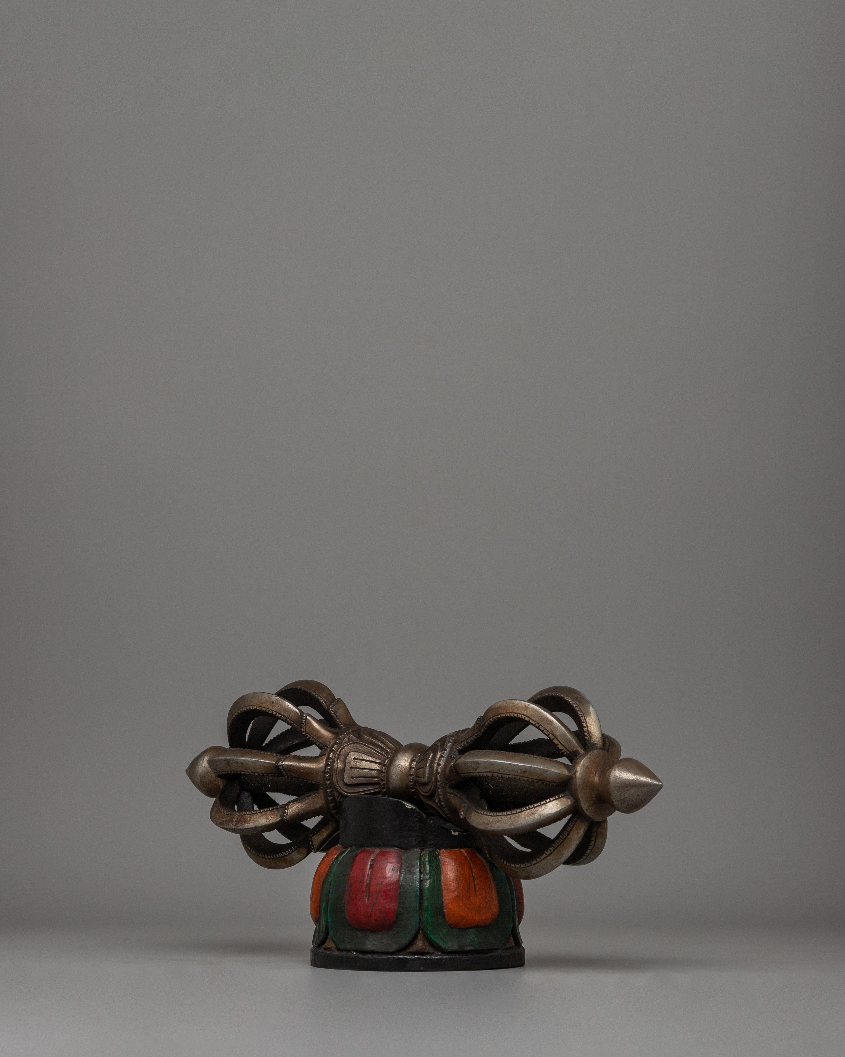 Iron Vajra with Wooden Base |  Rituals and Spiritual Decor
