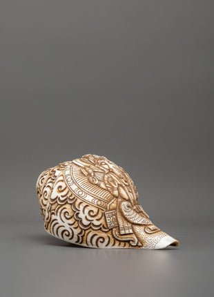 Ganesh Carved Conch Shell for Altar | Handcrafted Conch Shell Ritual Shankha