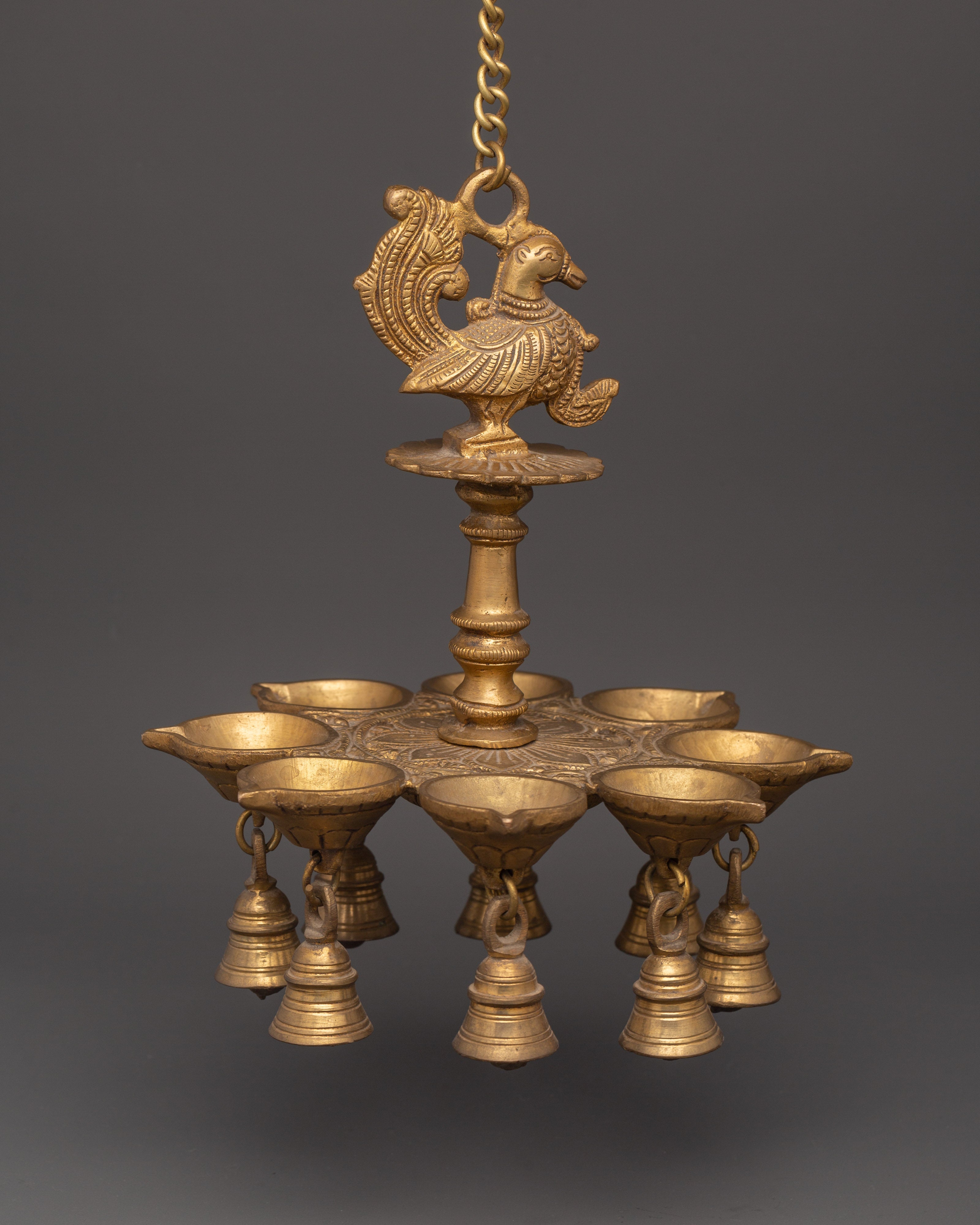 Brass Dalucha Hanging Oil Lamp | Ritual Decor for Temples, Homes