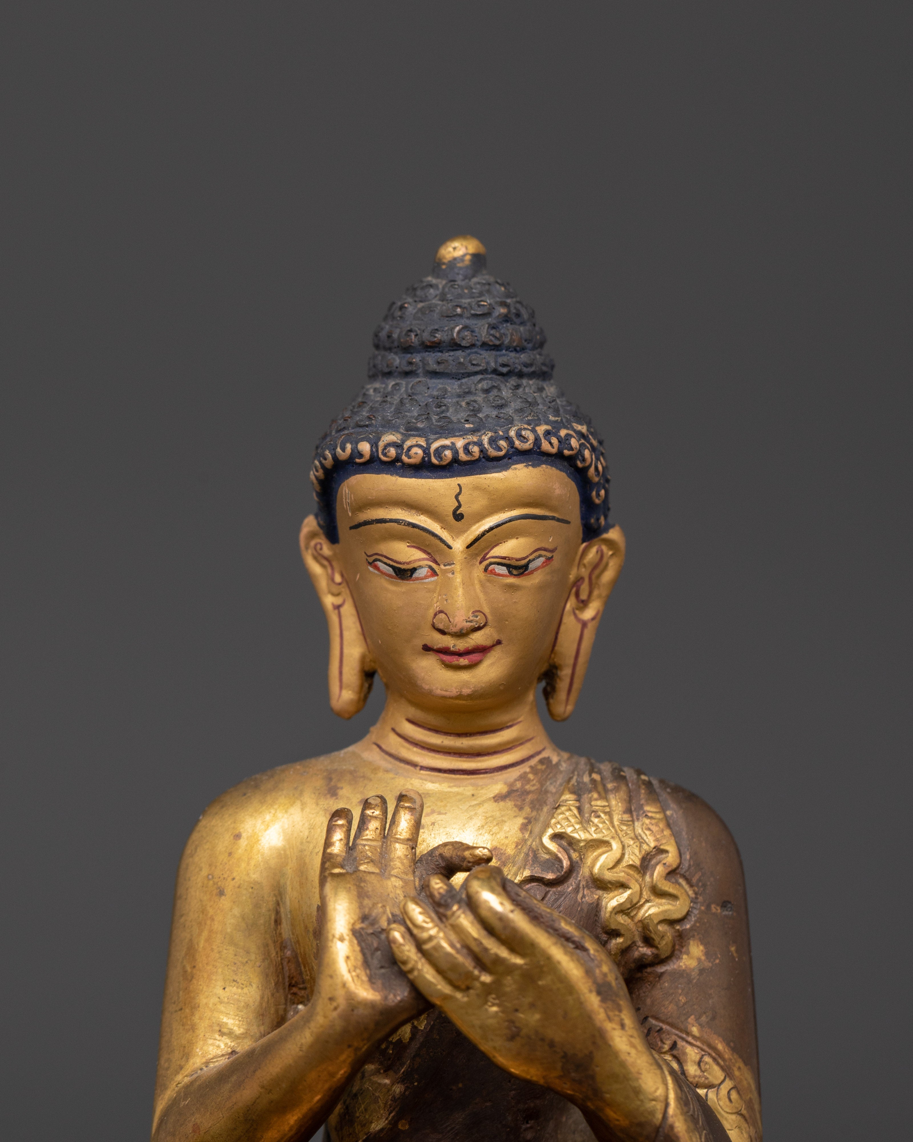 Handcrafted Vairocana Statue | Oxidized Copper & Gold Plated Buddhist Deity Sculpture