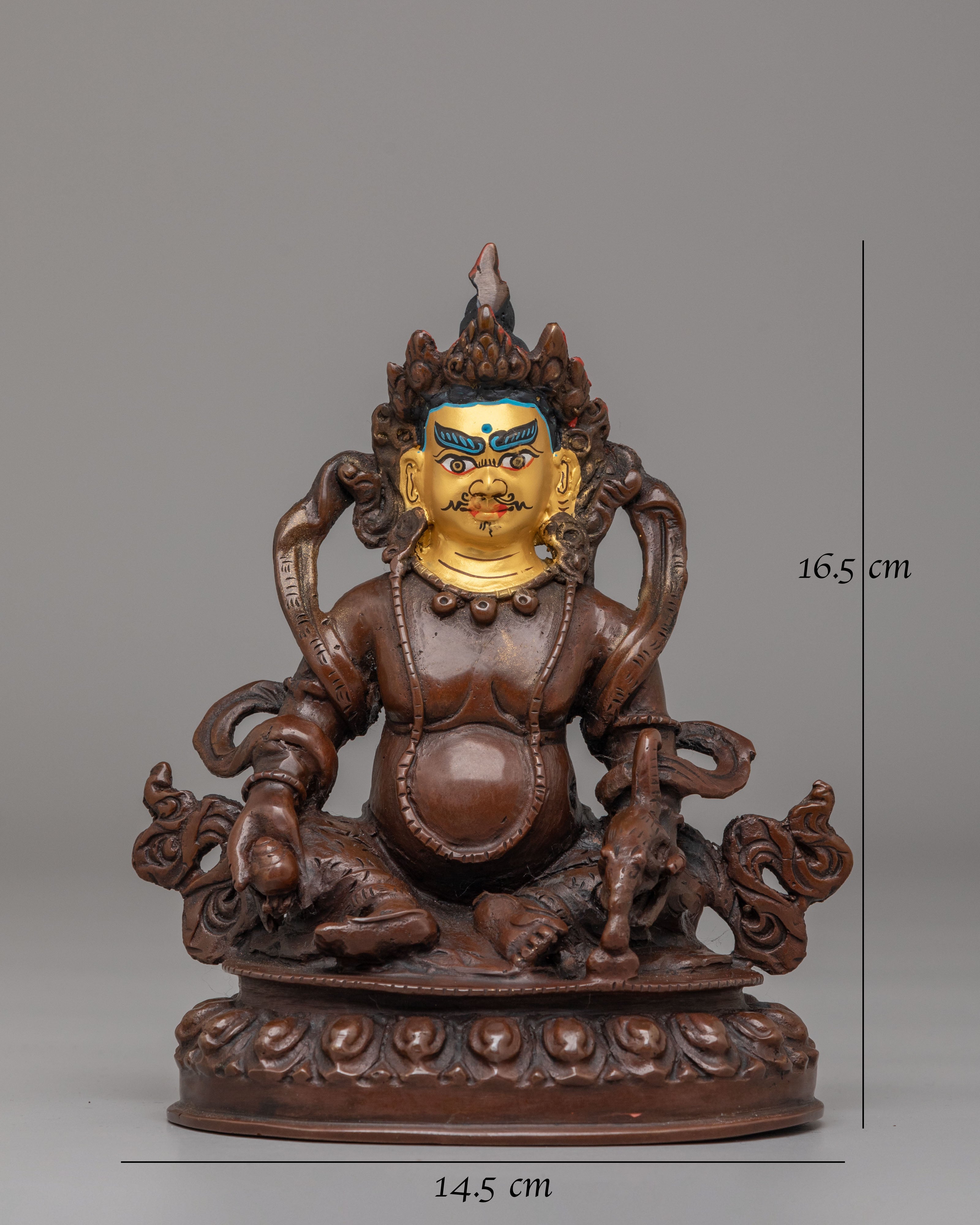 Spiritual Dzambhala Shrine Statue | Copper Body with 24K Gold Plating