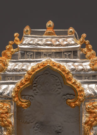 Hand-carved Copper Ghau Box | Tibetan Amulet with Biswo Vajra & Dragon Motif