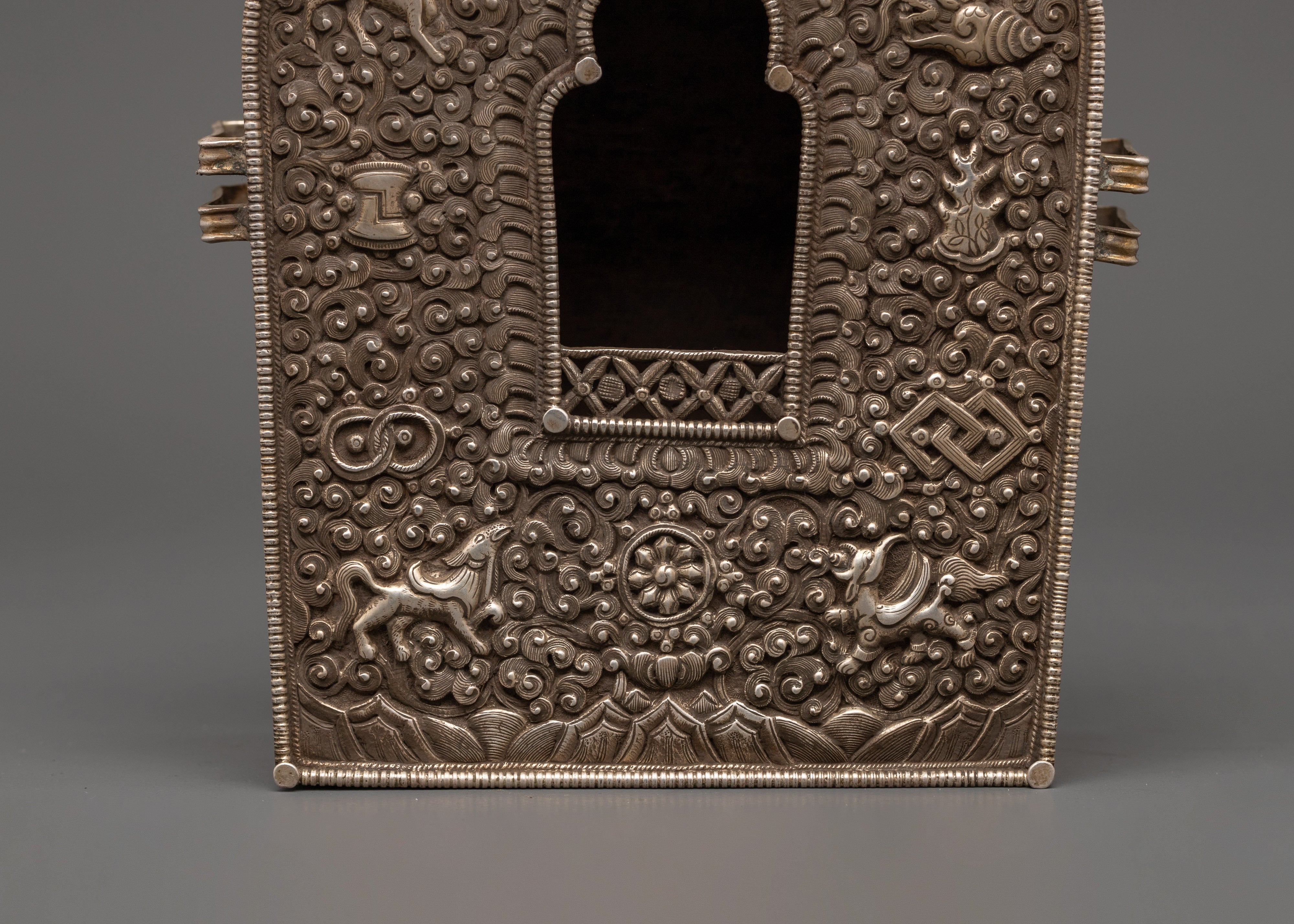 Buddhist Tibetan Treasure Box | Handcrafted Tibetan Silver Box