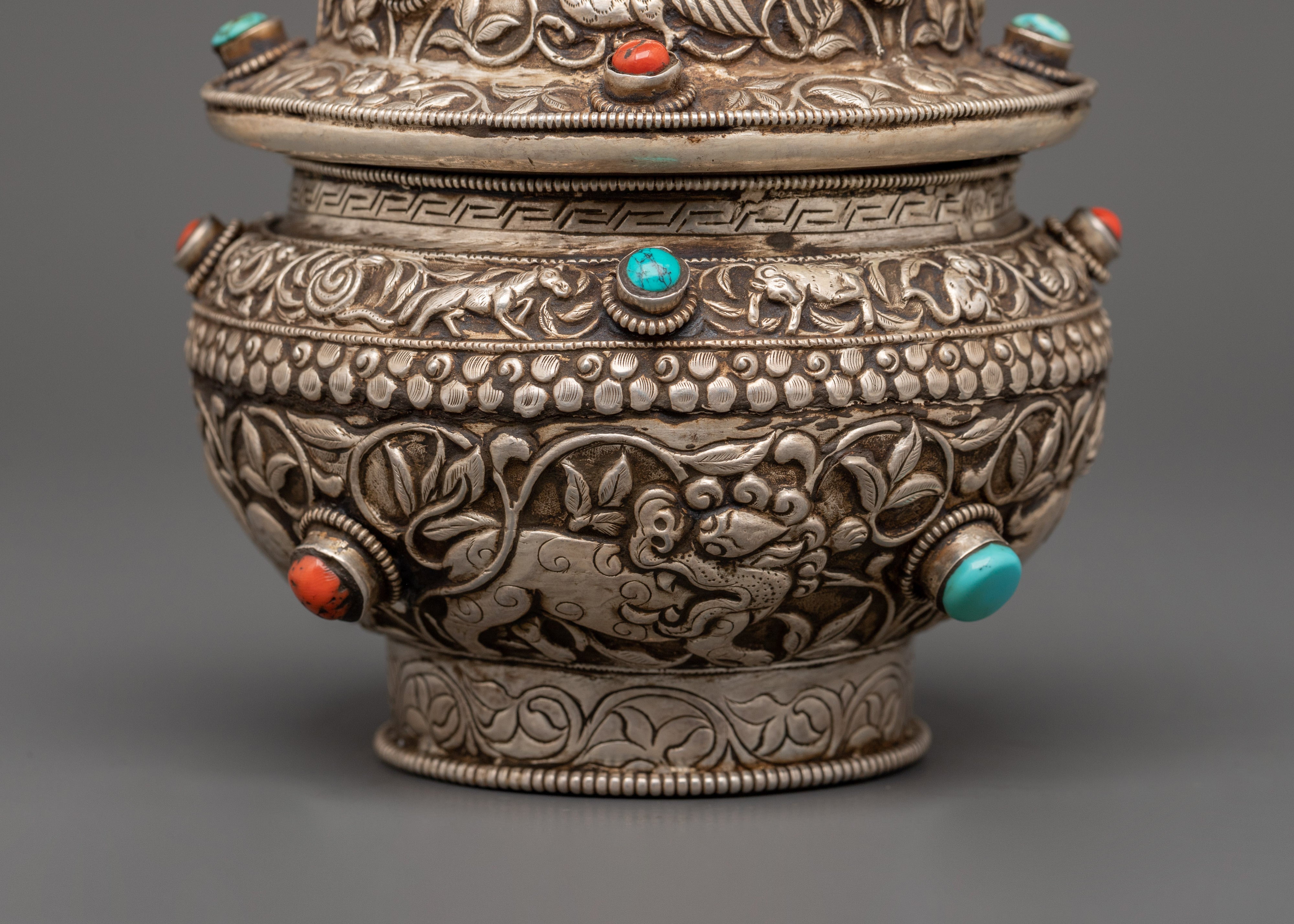 Rice Pot Crafted with Pure Silver | Religious Decor