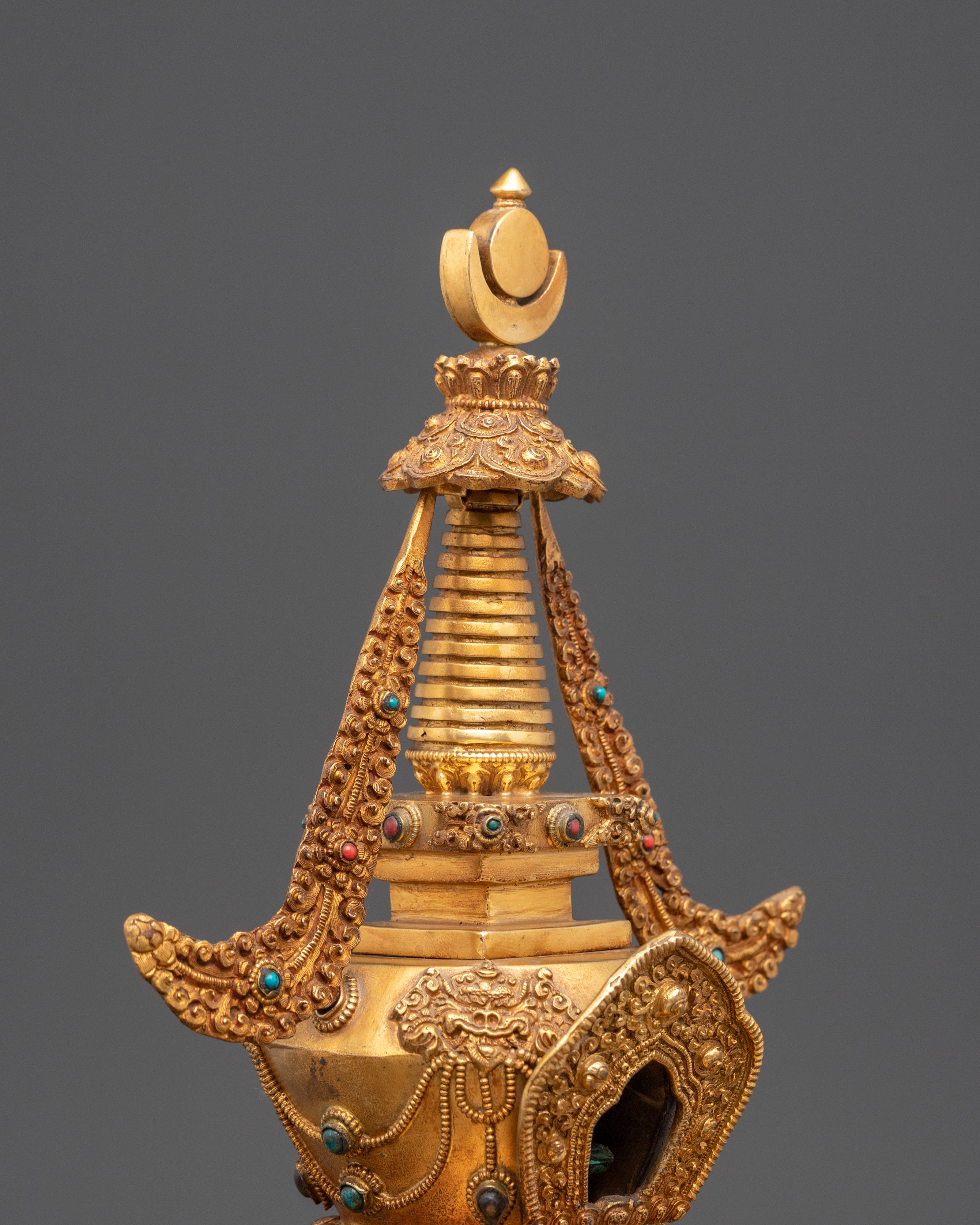 Gold Plated Stupa for Ritual Ceremonies | Path to Enlightenment