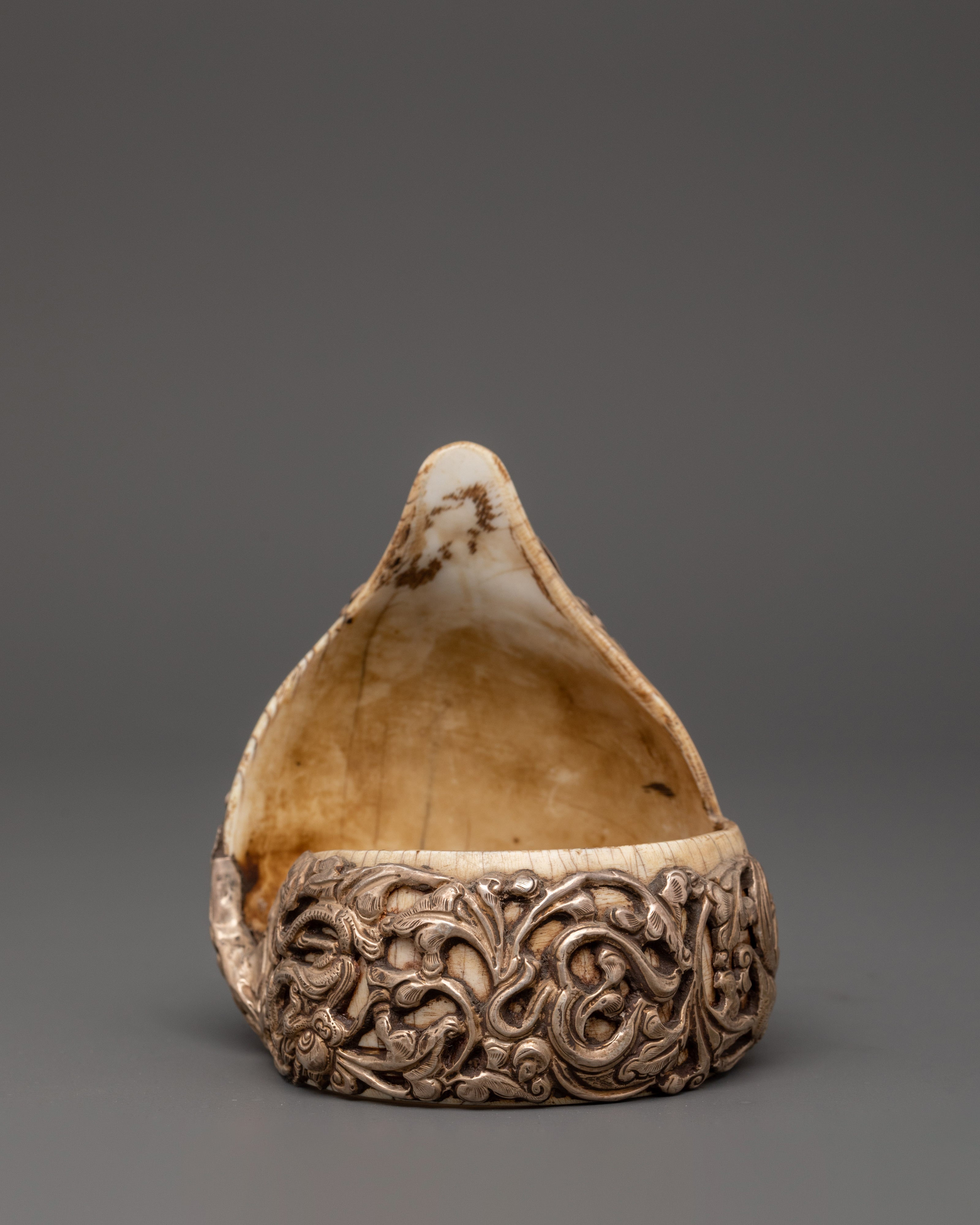 Elephant Carved Conch Shell Bangle | Himalayan Sacred Jewelry