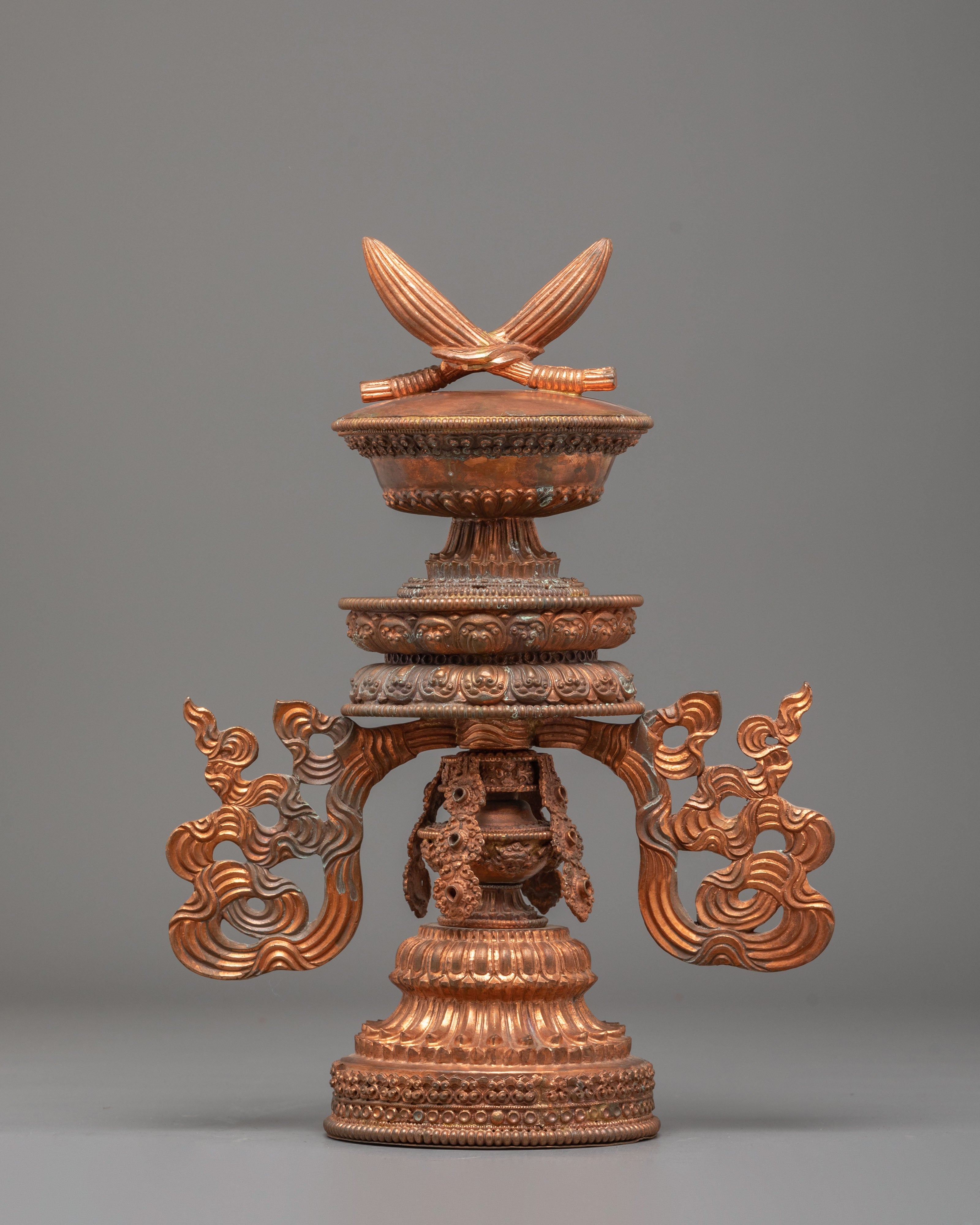 Sacred Buddhist Raja Rani Decorative Set | Copper Royal Figurine Collection