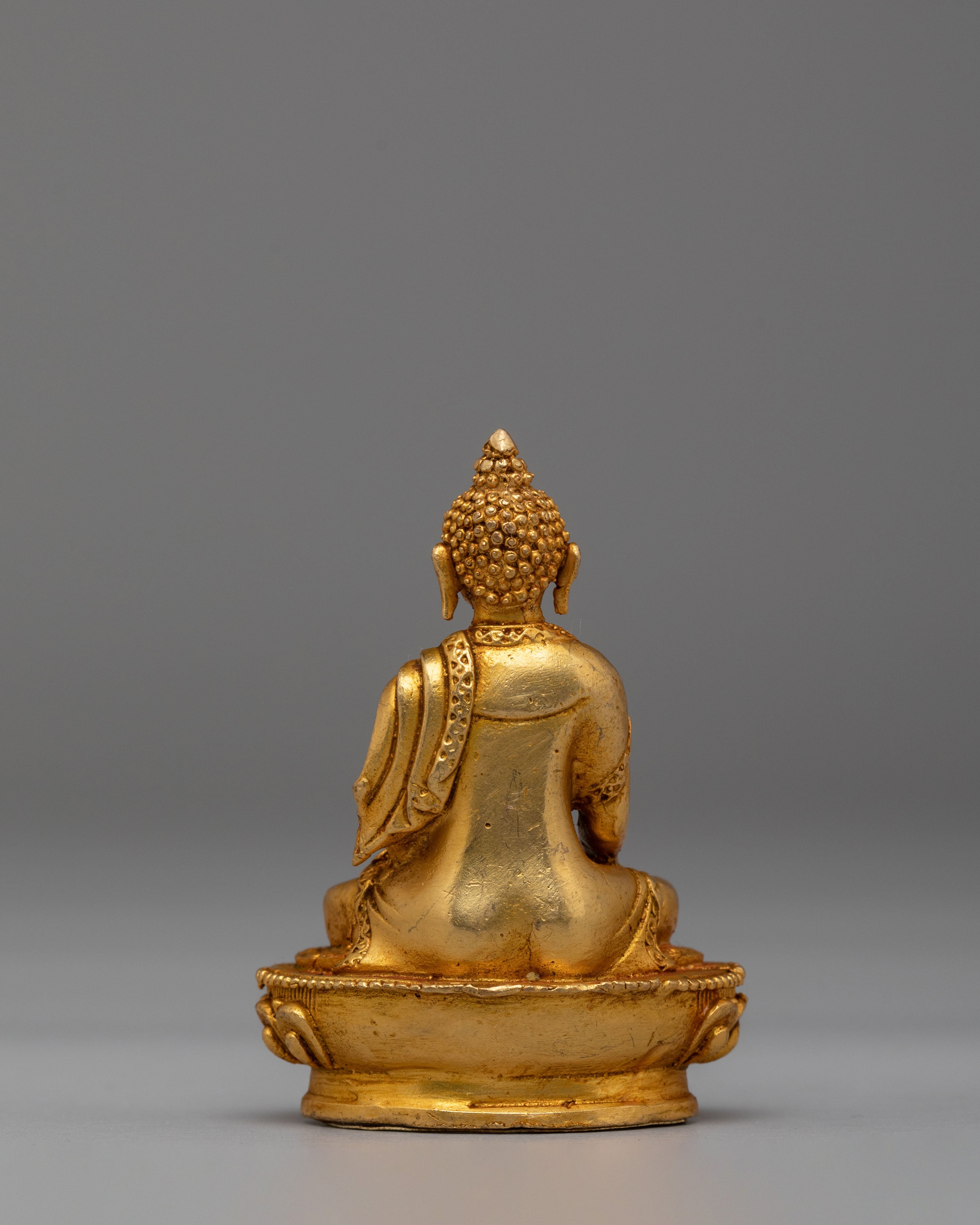 Shakyamuni Buddha Statue for Meditation | Gold Plated Copper Figure