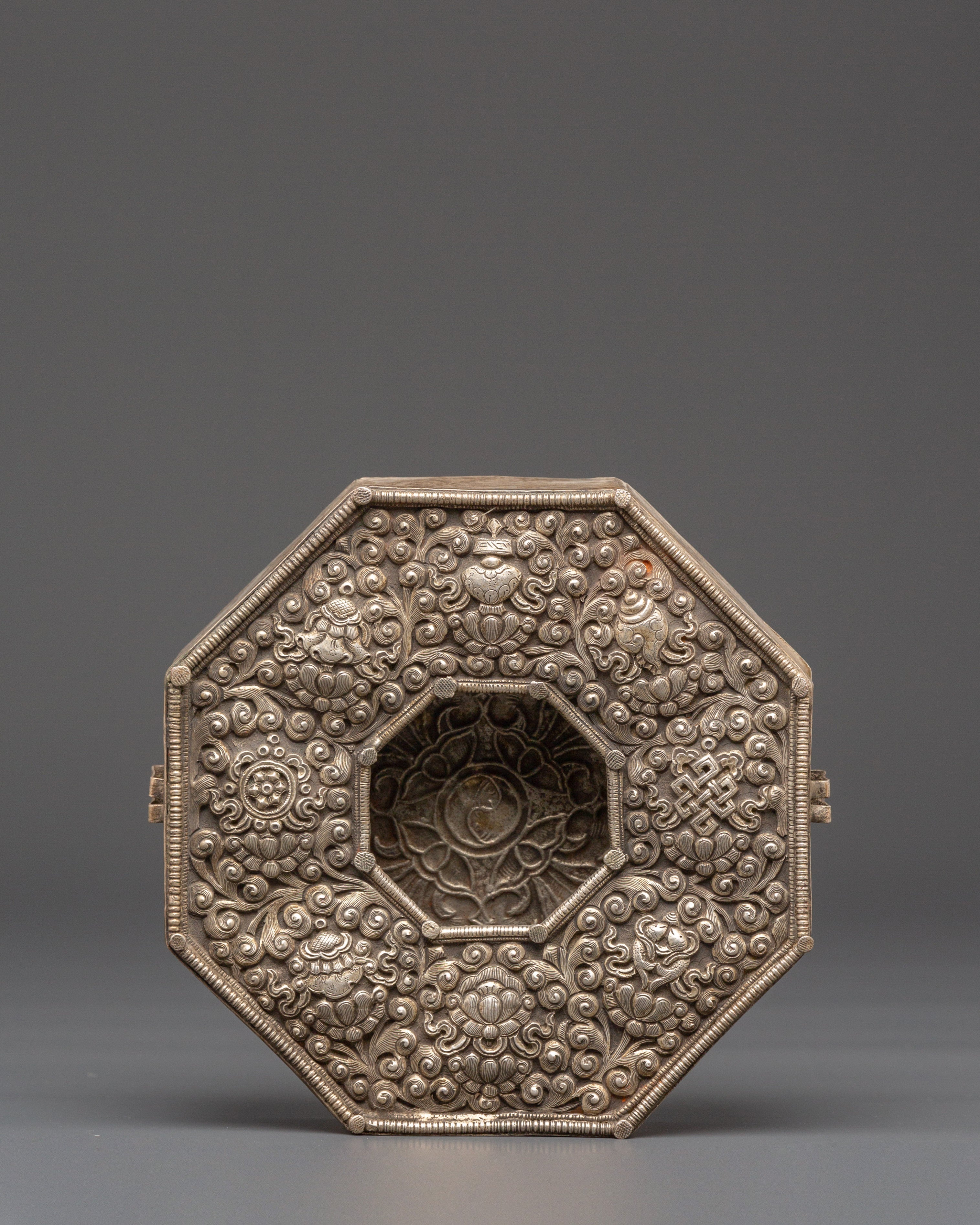 Handmade Tibetan Silver Plated Ghau Box