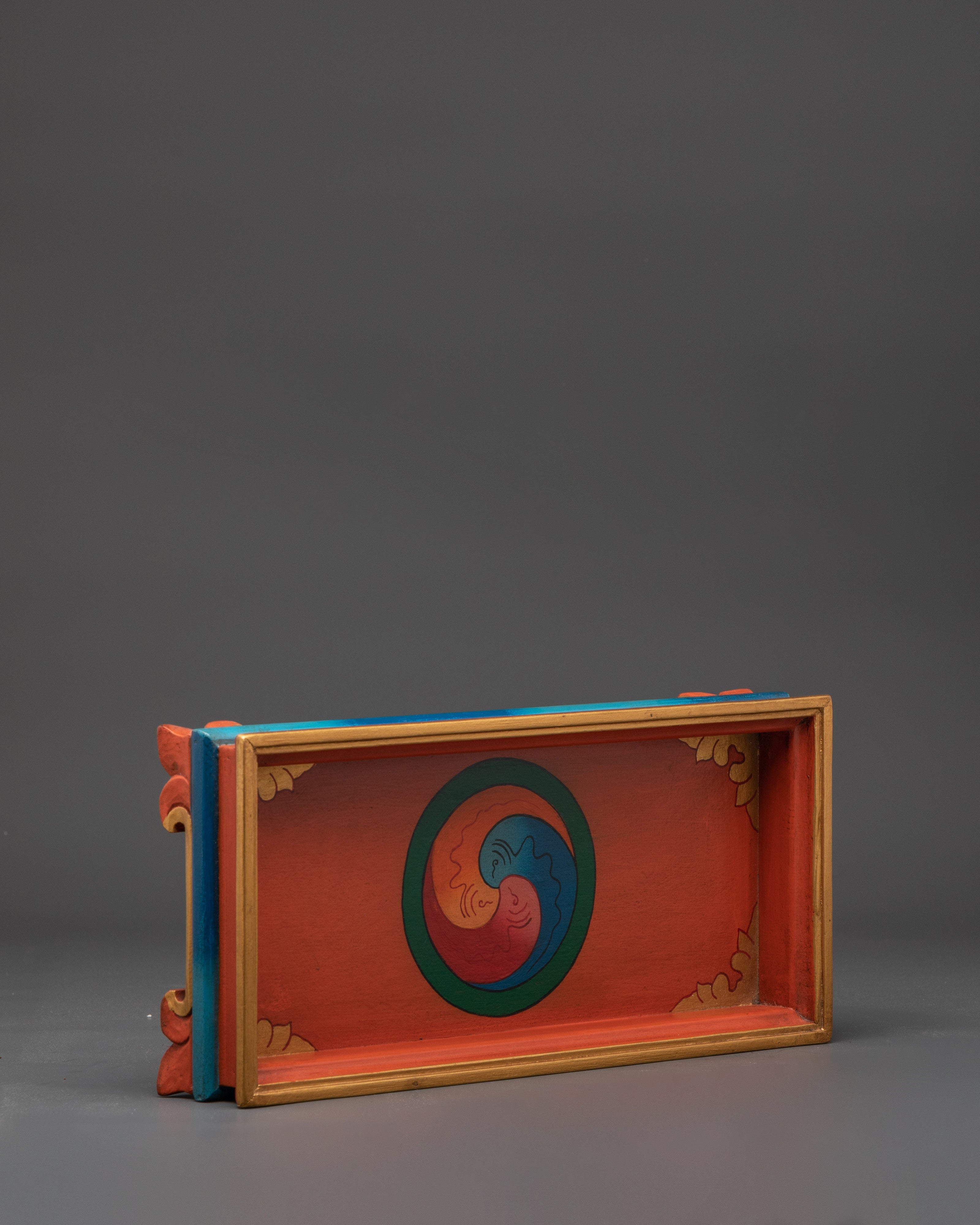 Handcrafted Tibetan Tray | Spiritual Wooden Tray for Rituals and Decor