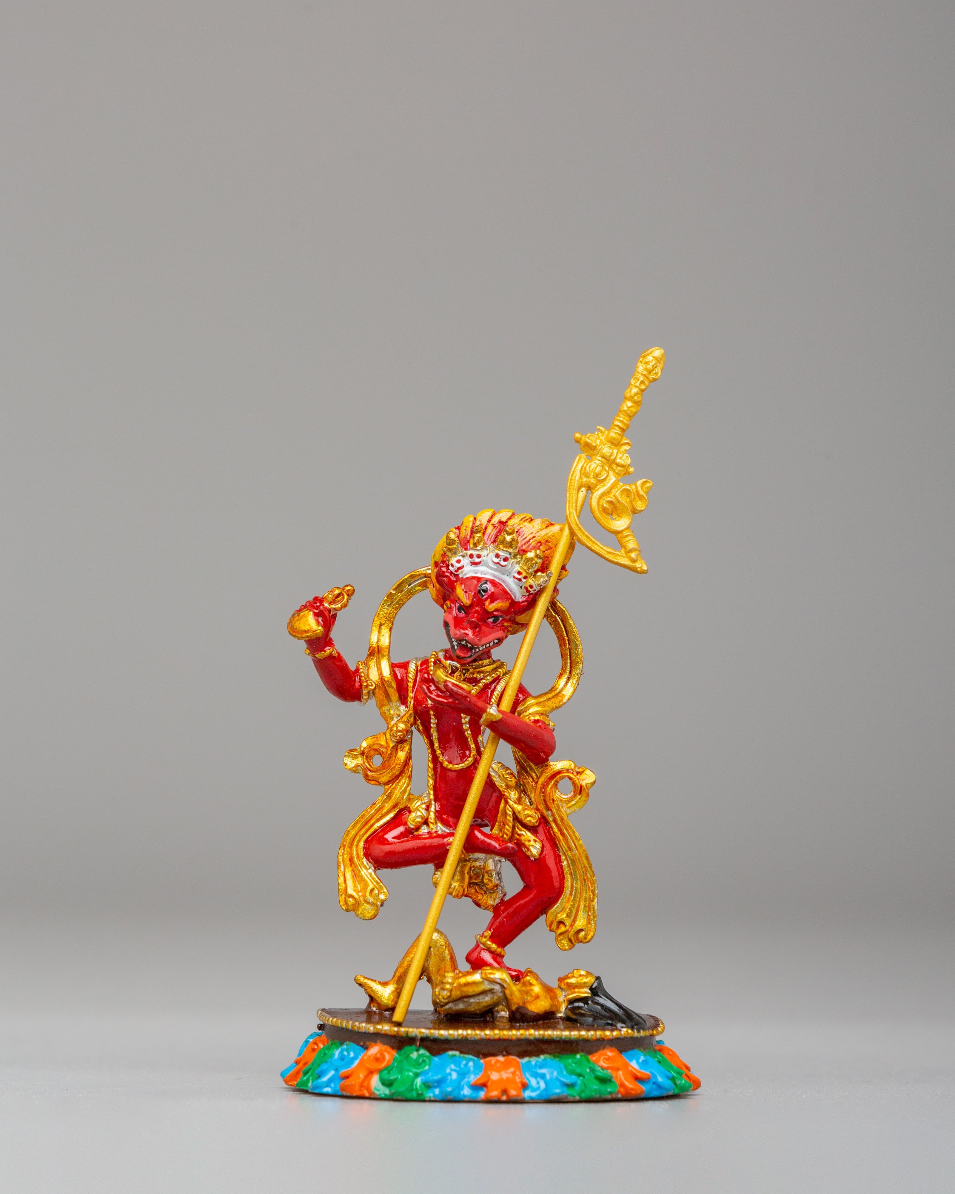 Simhamukha Lion-Faced Dakini Statue | Hand Painted Altar Decor for Protection