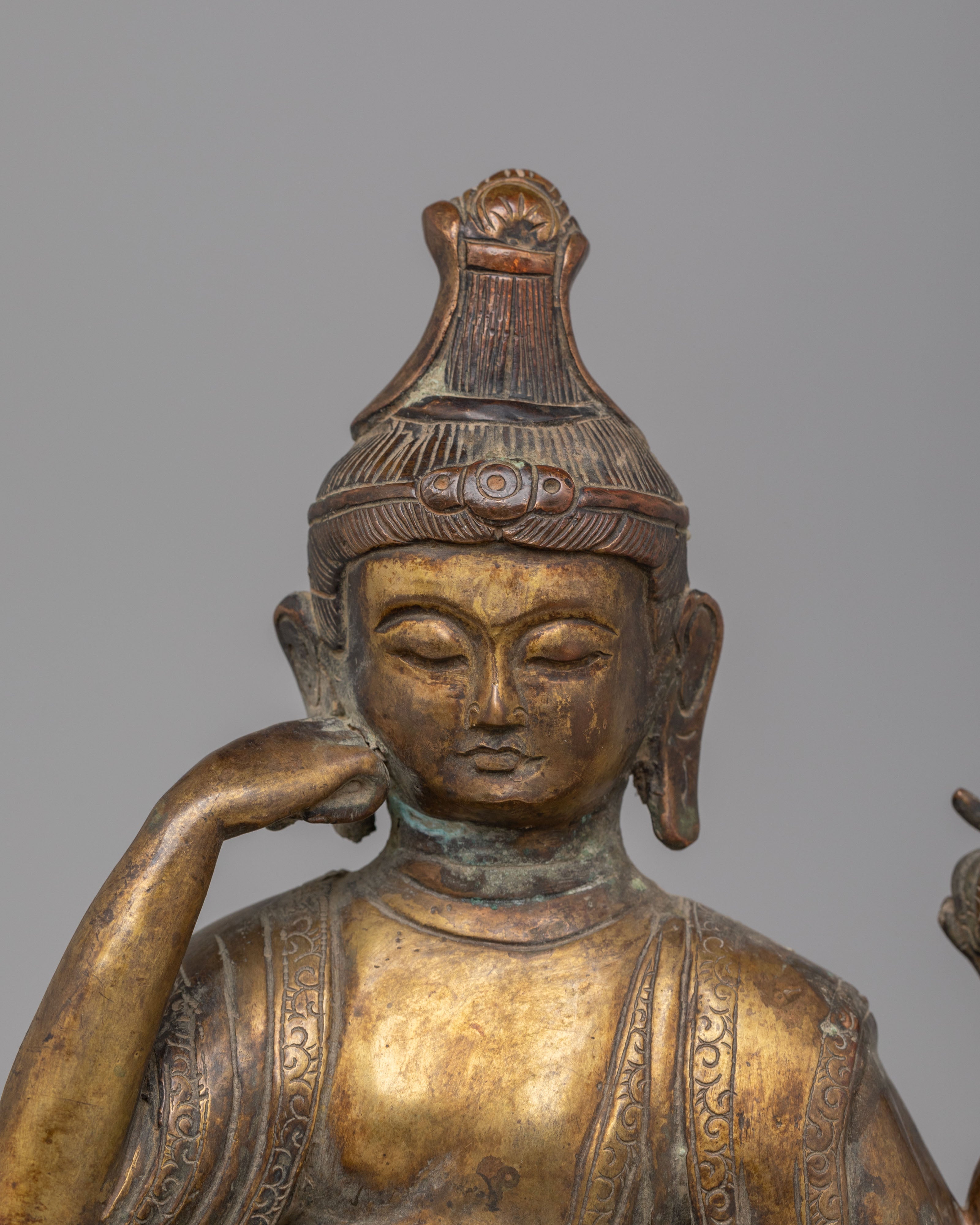 Sacred Nyoirin Kannon Statue | Buddhist Deity Figurine for Spiritual Decor