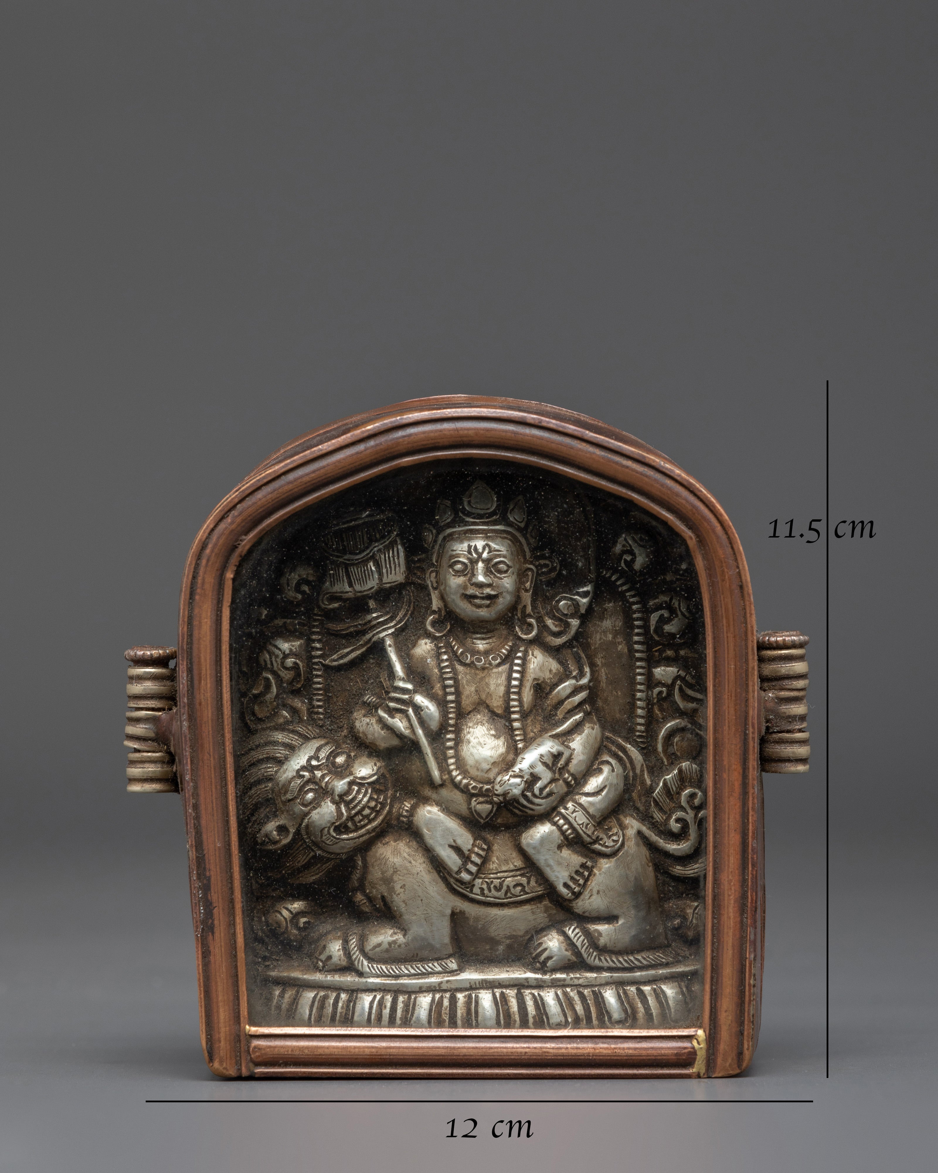Handmade Himalayan Ghau Prayer Container | Tibetan Silver Copper Ghau Box
