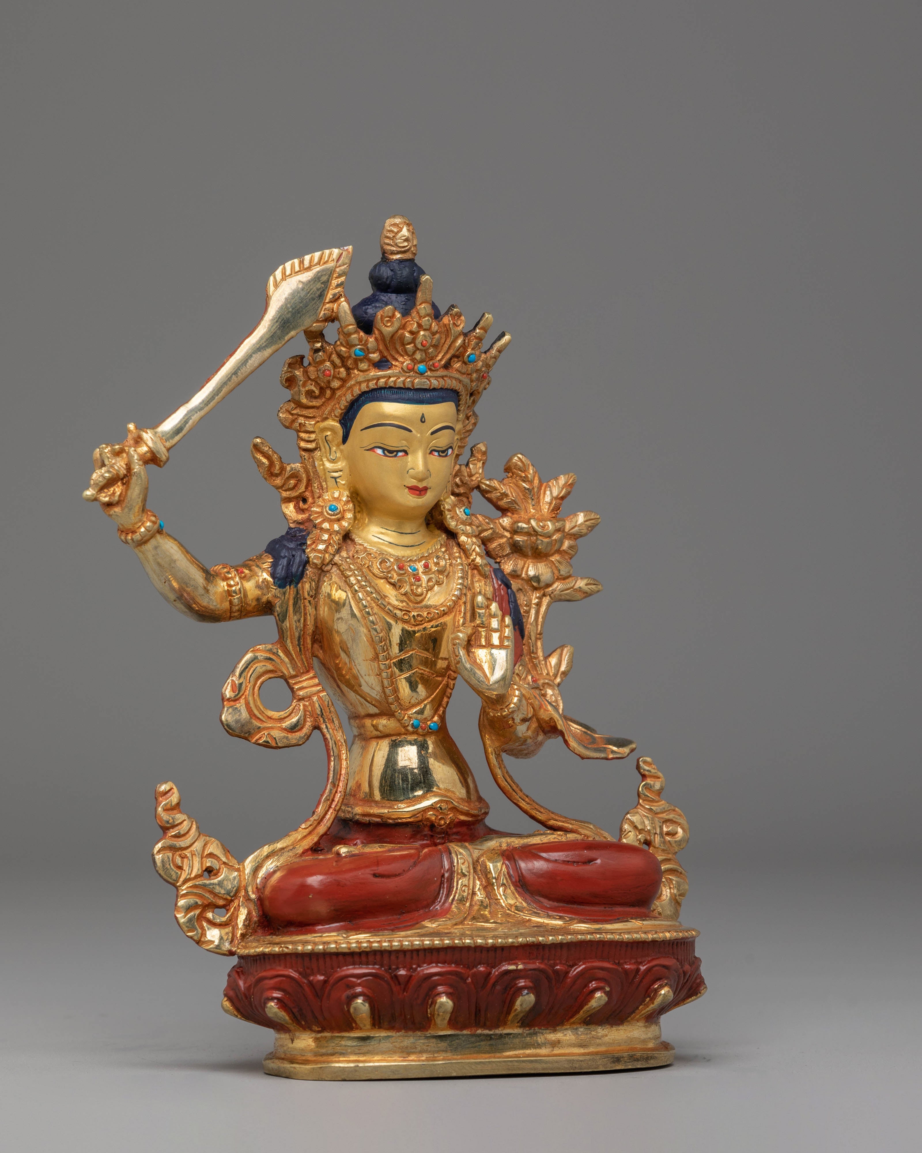 Handmade Bodhisattva Manjushri Sculpture | Wisdom Deity