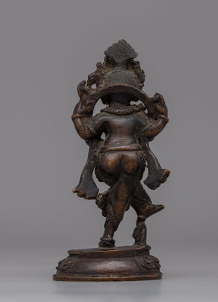 Nritya Ganapati Hindu deity statue | Dancing Ganesha Statue in Oxidized Copper