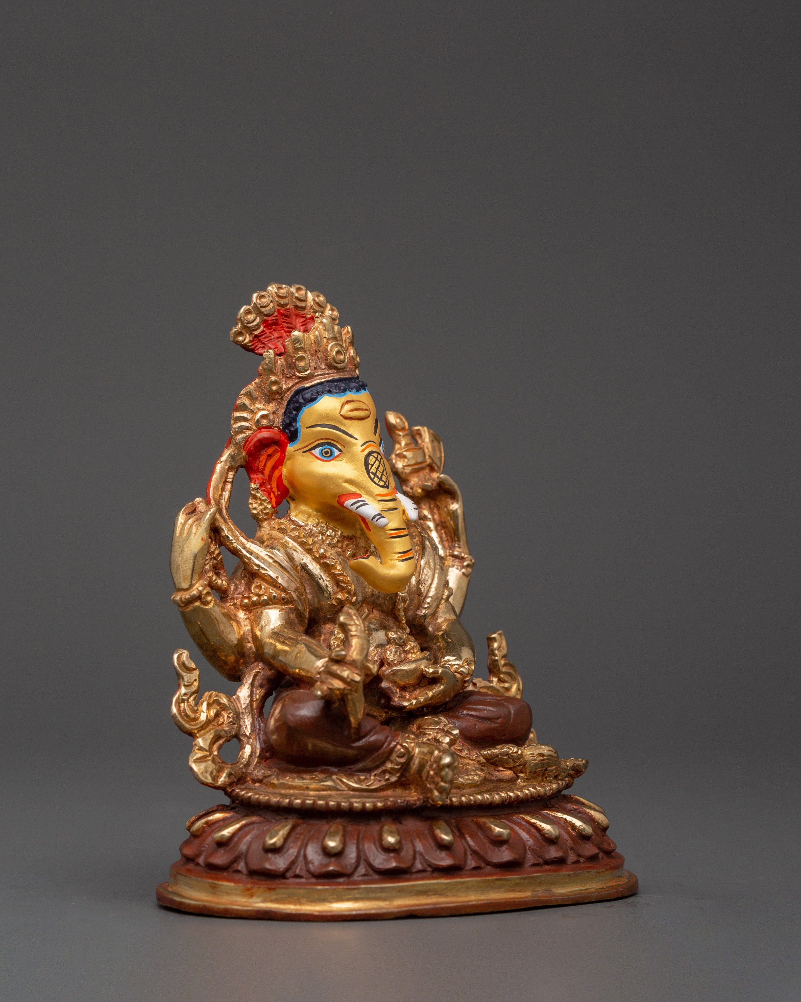 Handcrafted Oxidized Copper Ganesh | Colorful Acrylic Painted Lord Ganesha Sculpture