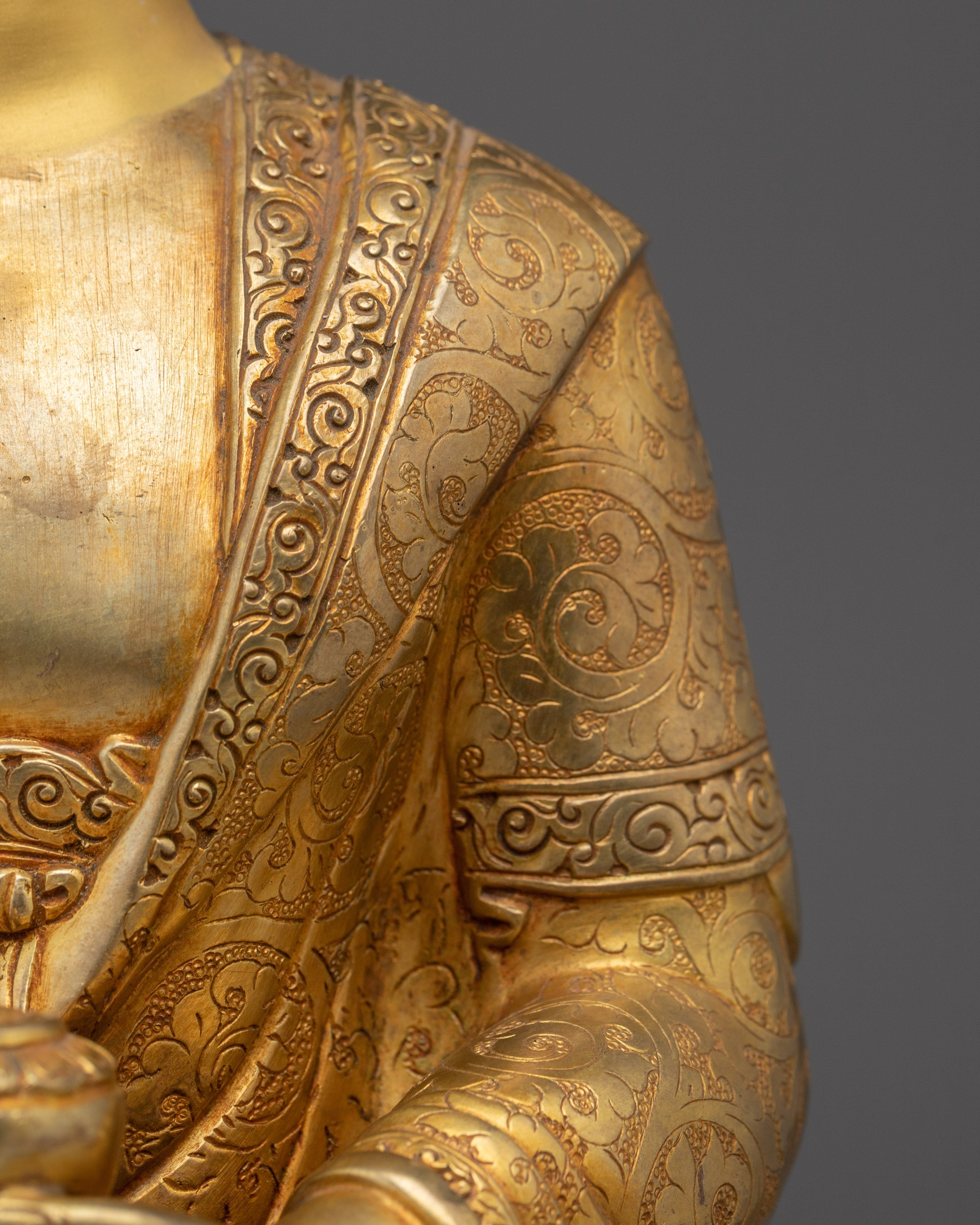 Copper Shakyamuni Buddha in Bhumisparsha Murda | Fire Gold Plated