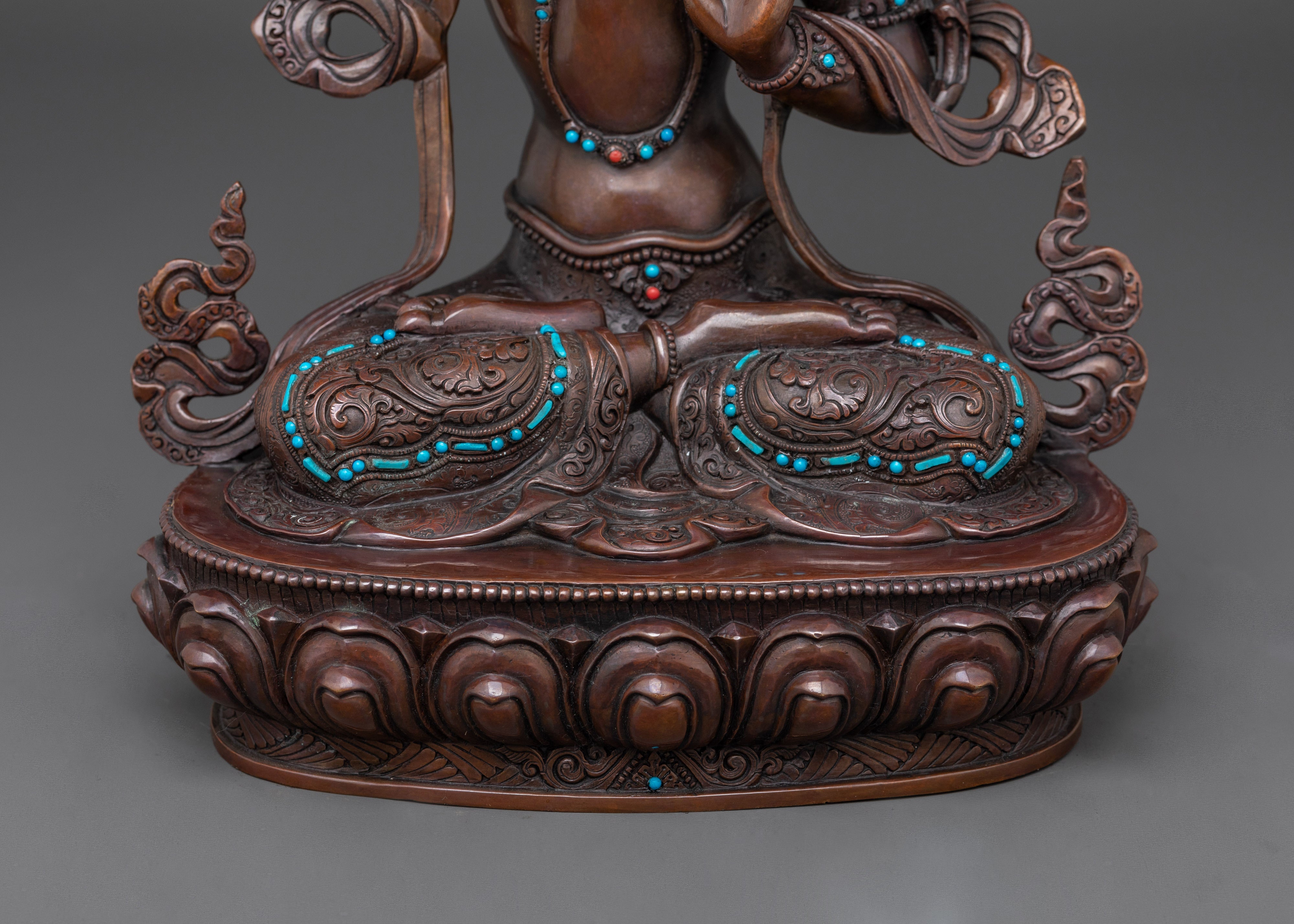Manjushri Wisdom God Statue | Oxidized Copper Buddha