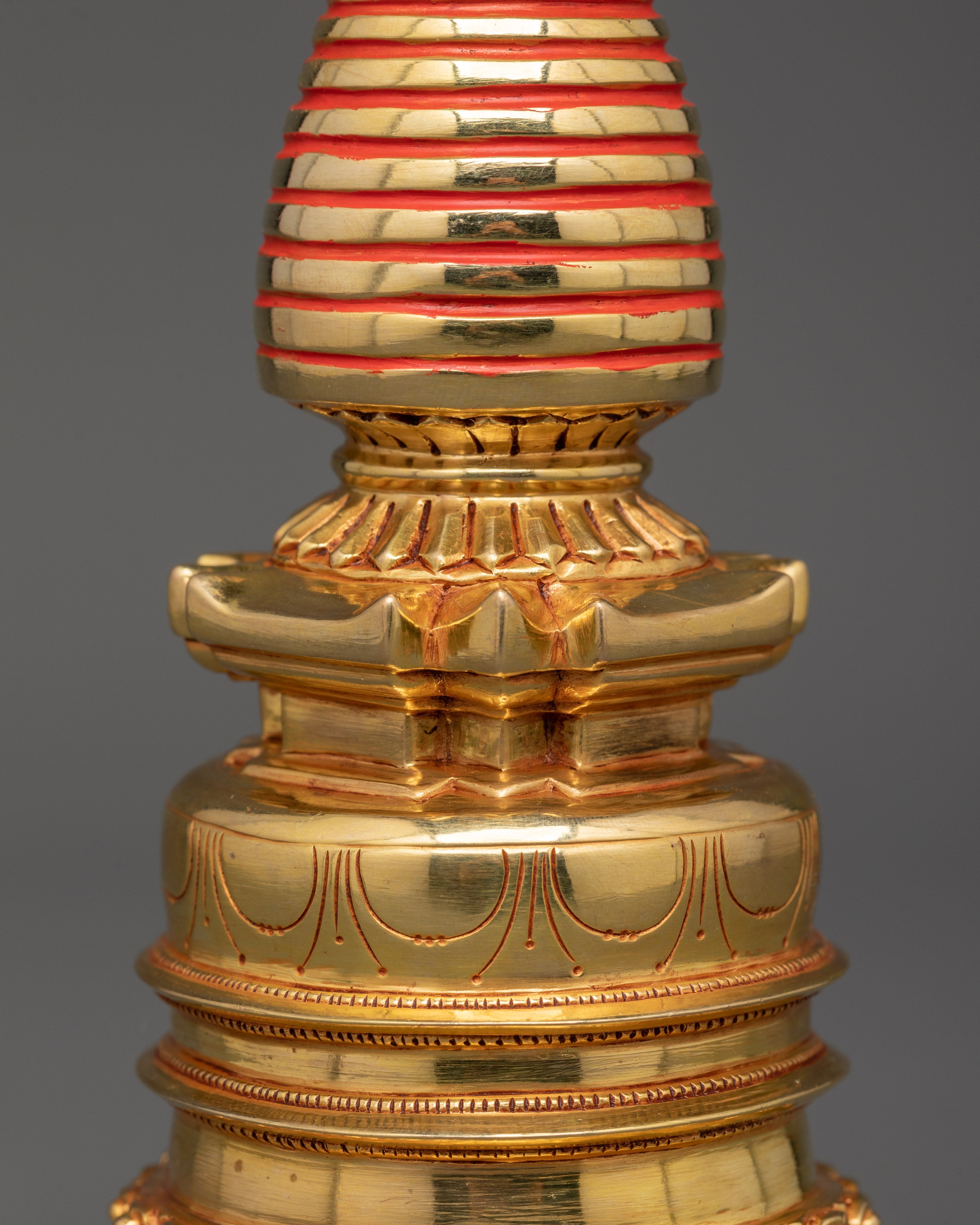 Tibetan Buddhist Gold-Plated Stupa | Spiritual Stupa for Altar or Shrine