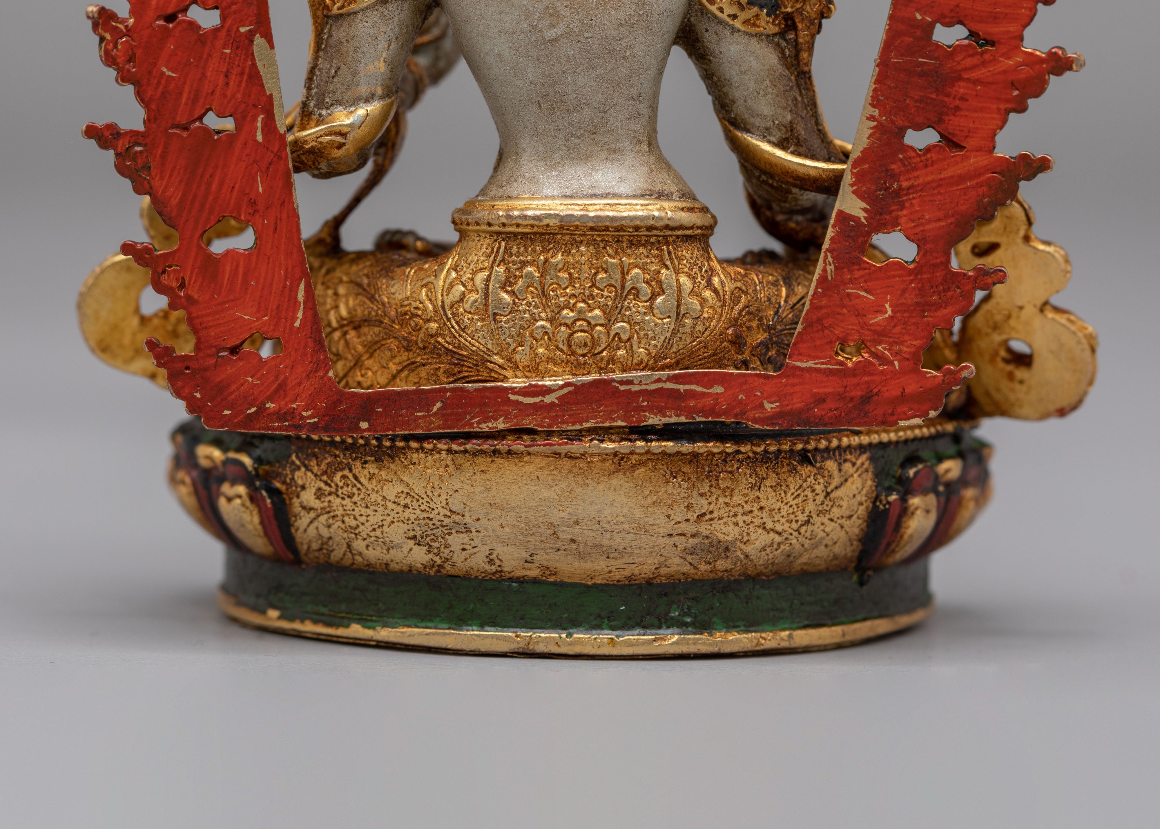 Himalayan White Tara Meditation Statue | 24K Gold Plated Buddhist Goddess