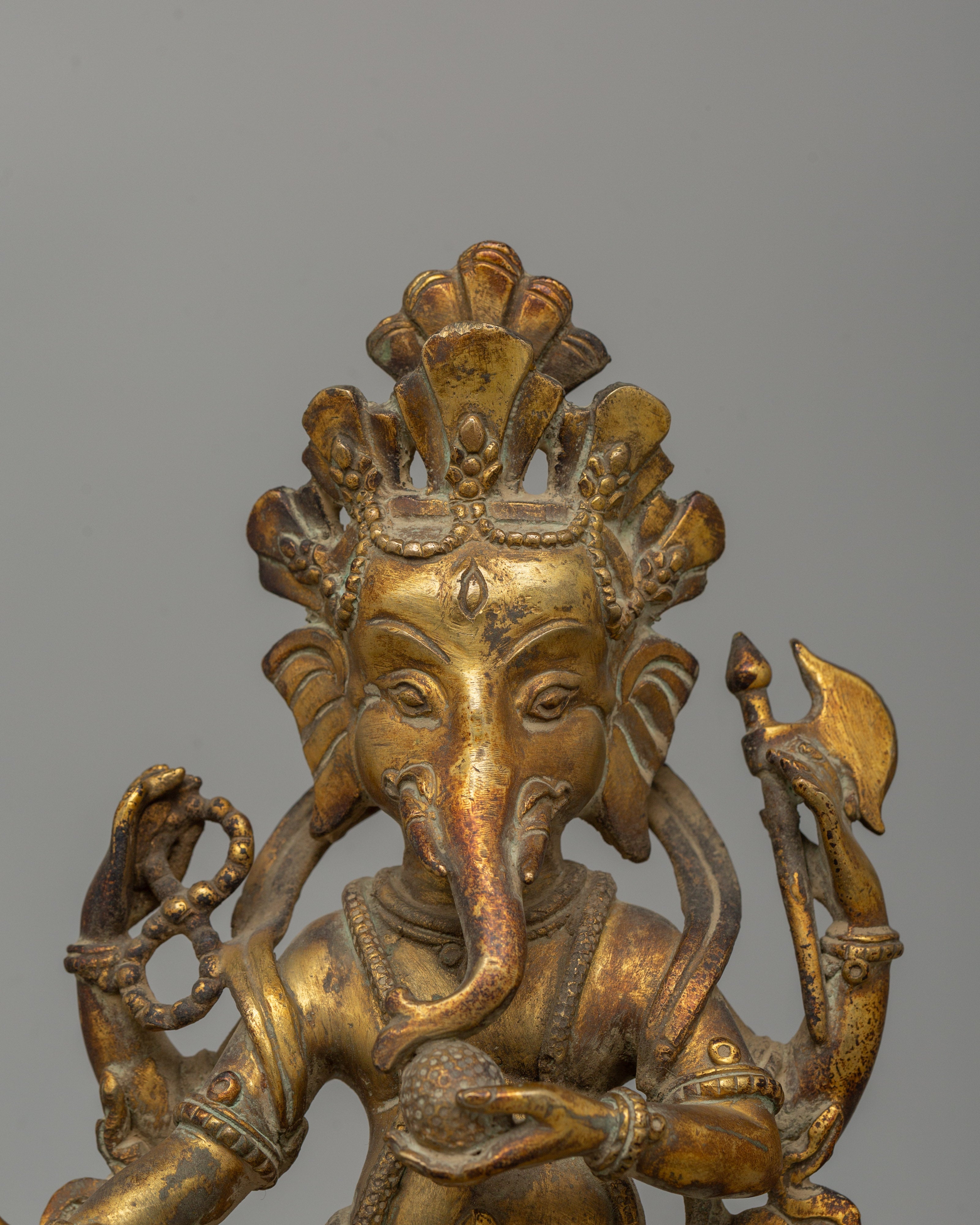 Gold Plated Standing Ganesh Statue | The Sacred Remover of Obstacles
