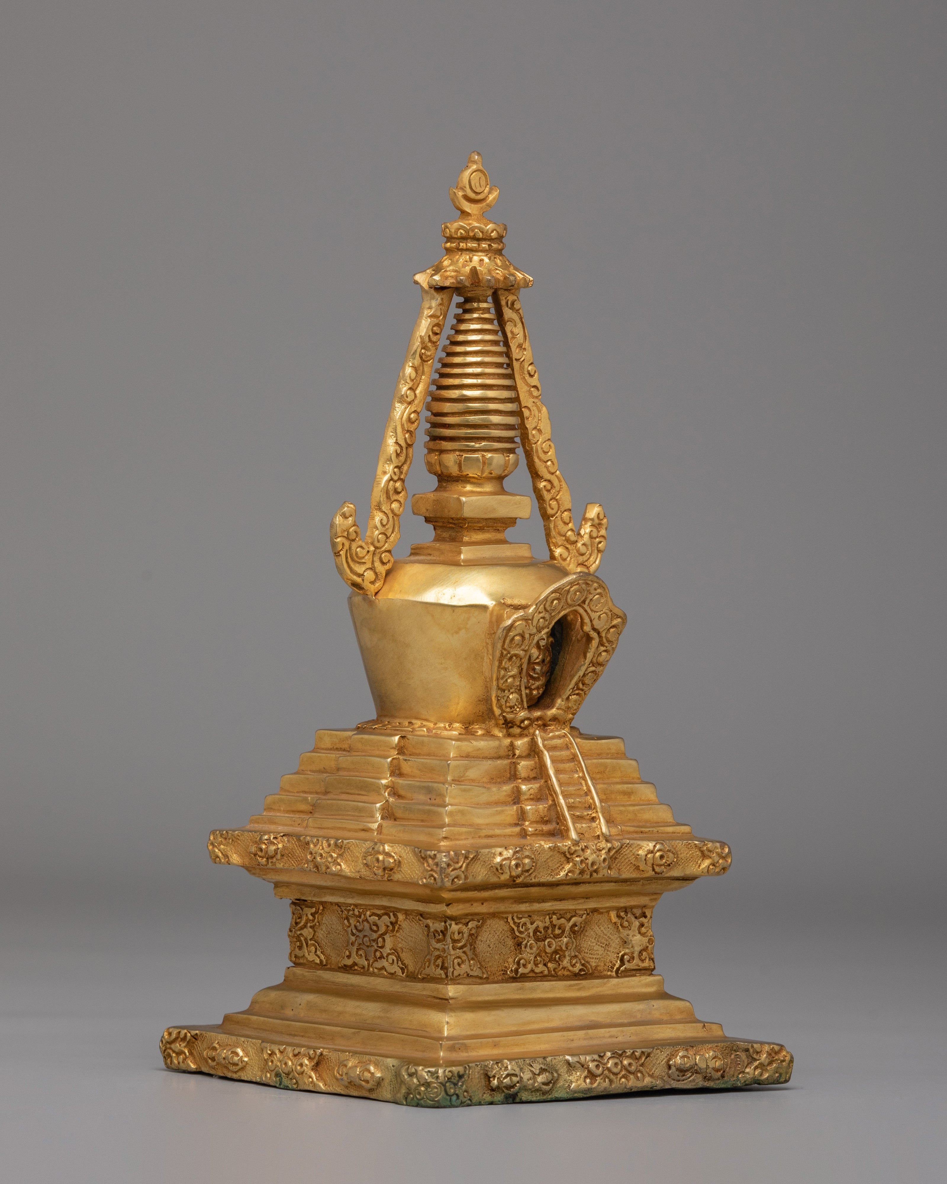 Handcrafted Stupa of Wisdom and Compassion | Tibetan Spiritual Shrine