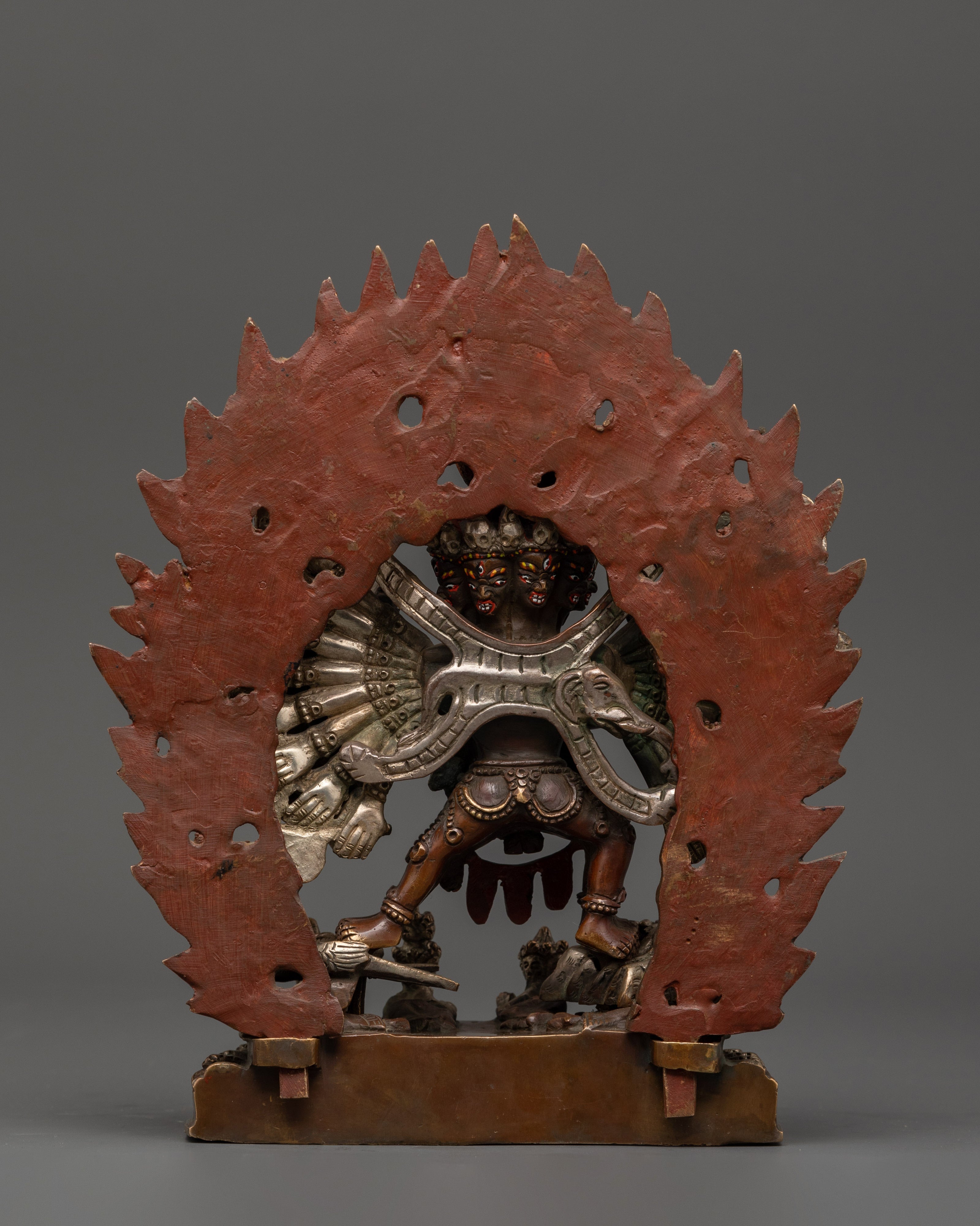 Silver-Plated Yamantaka Statue | Wrathful Buddhist Deity for Protection & Transformation