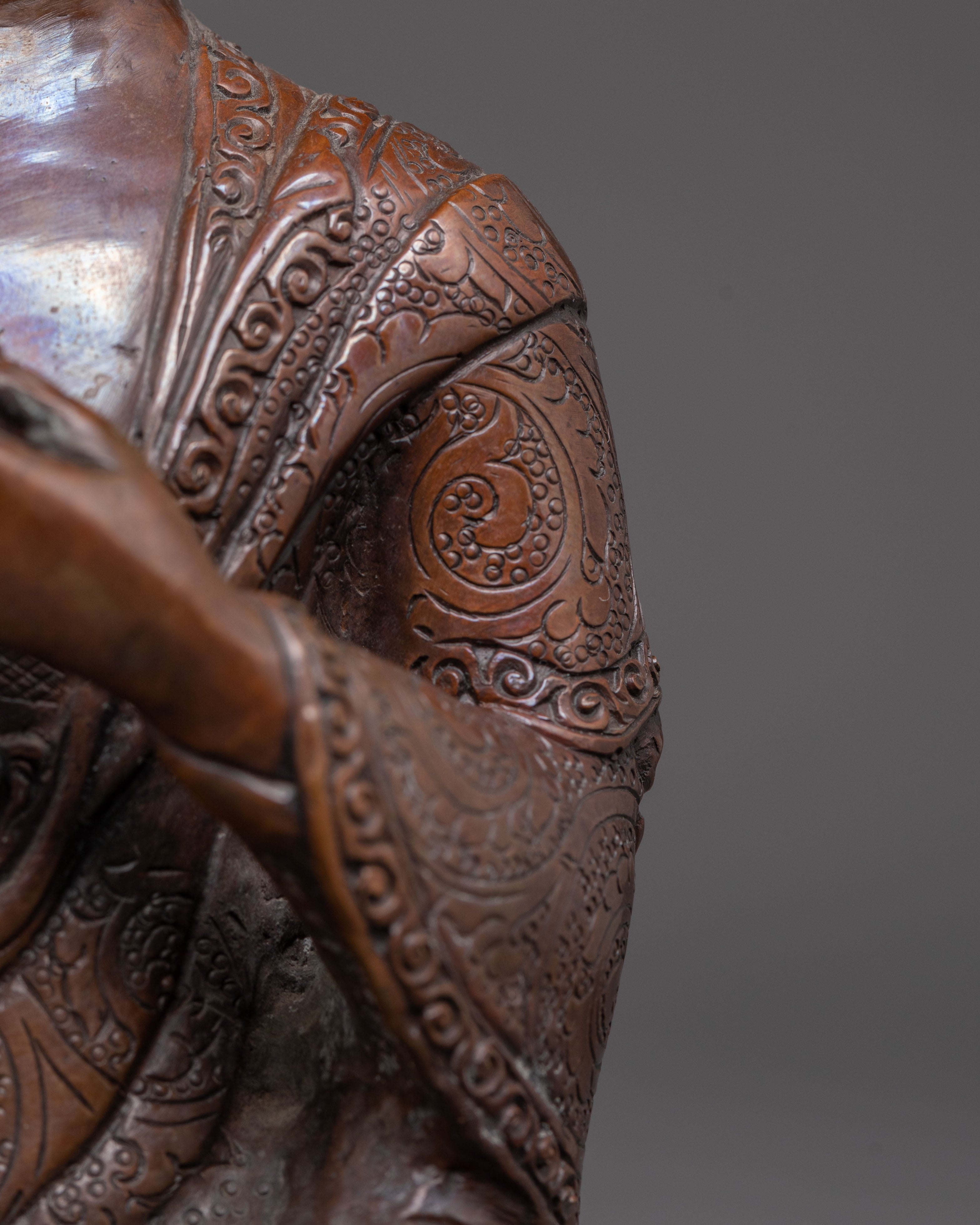 Oxidized Copper Handmade Vairocana Sculpture: Cosmic Buddha