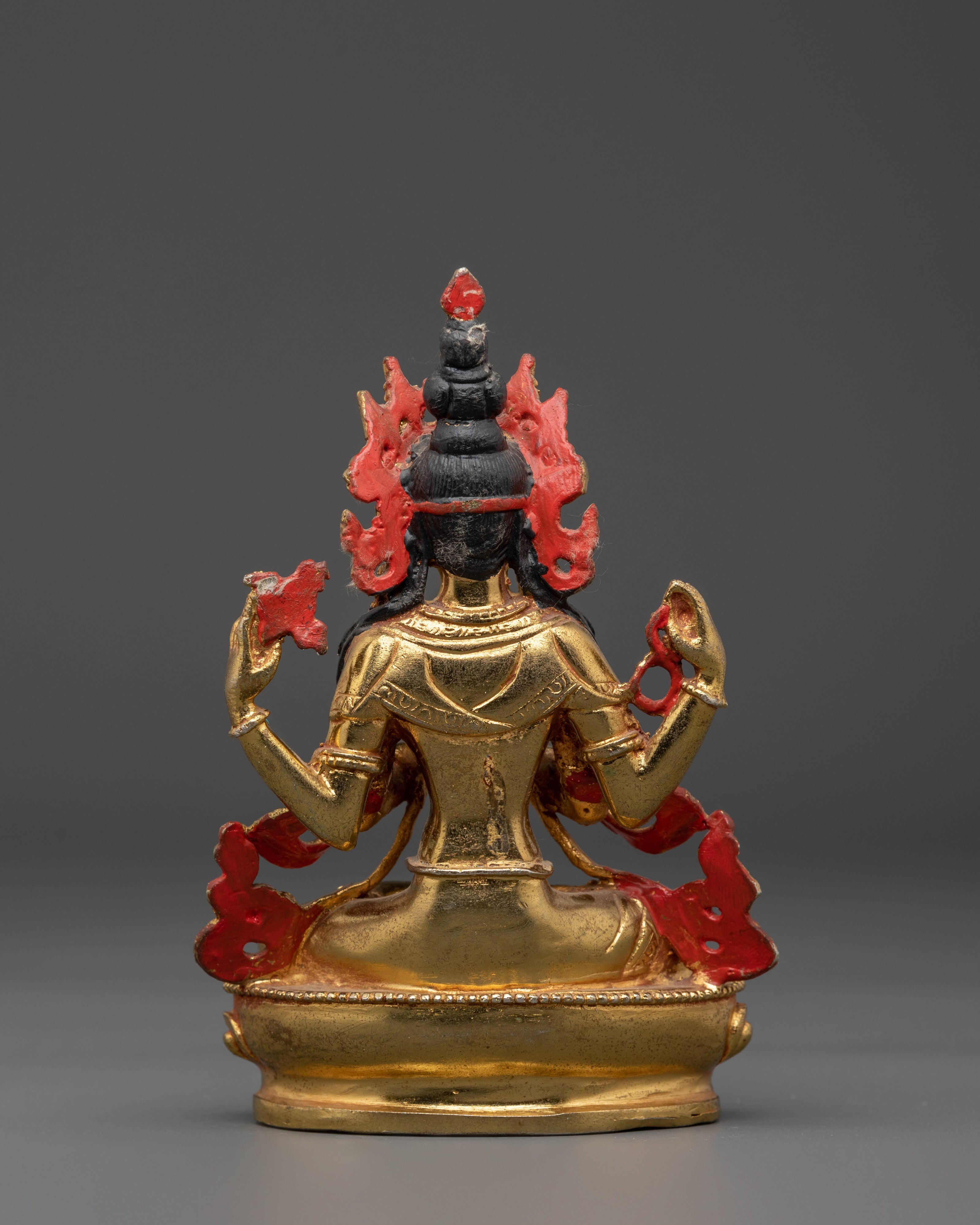 Turquoise Coral Inlaid Chenrezig Statue | Statue For Decor