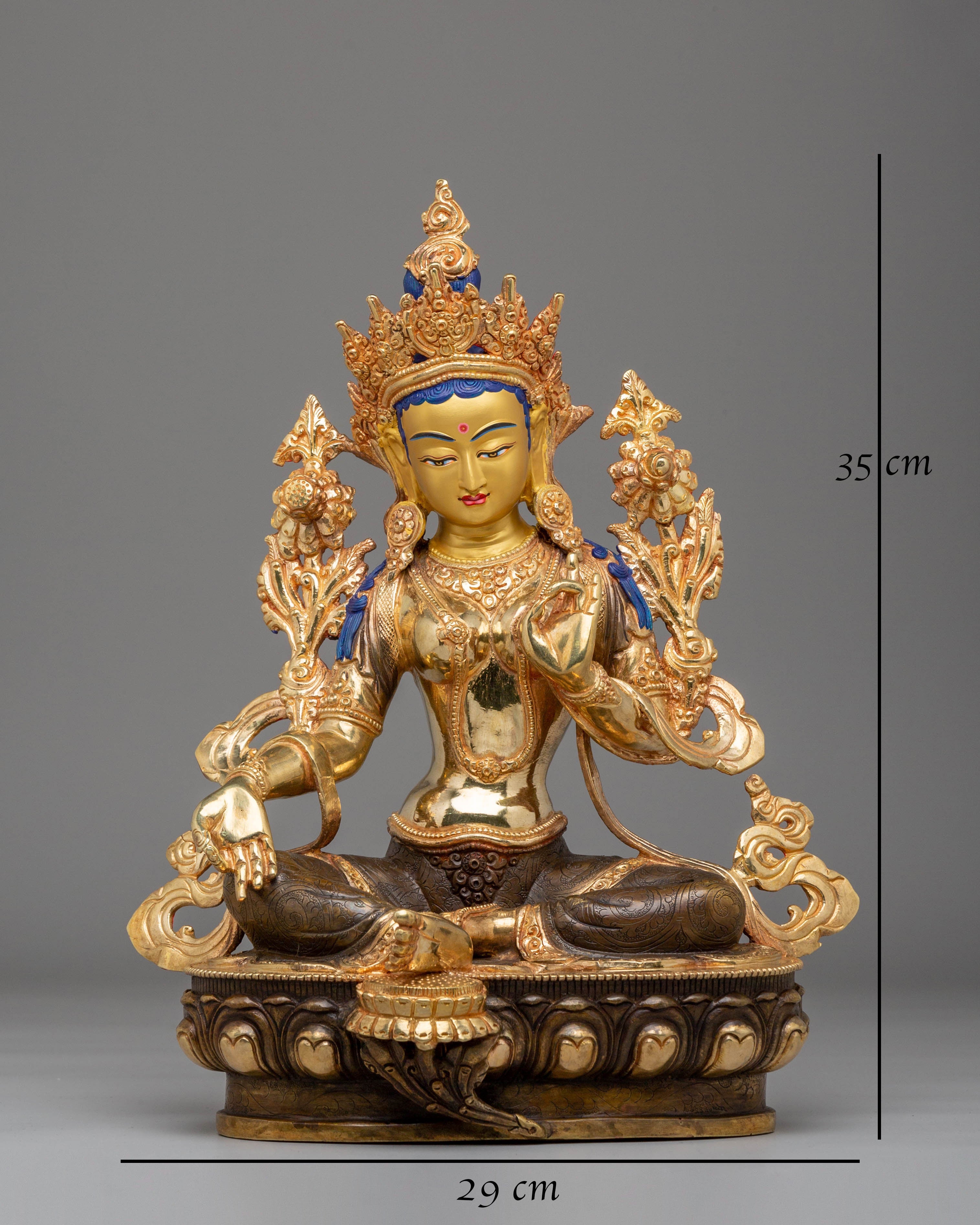 Green Tara Handmade Copper Statue | Divine Protector for Spiritual Growth