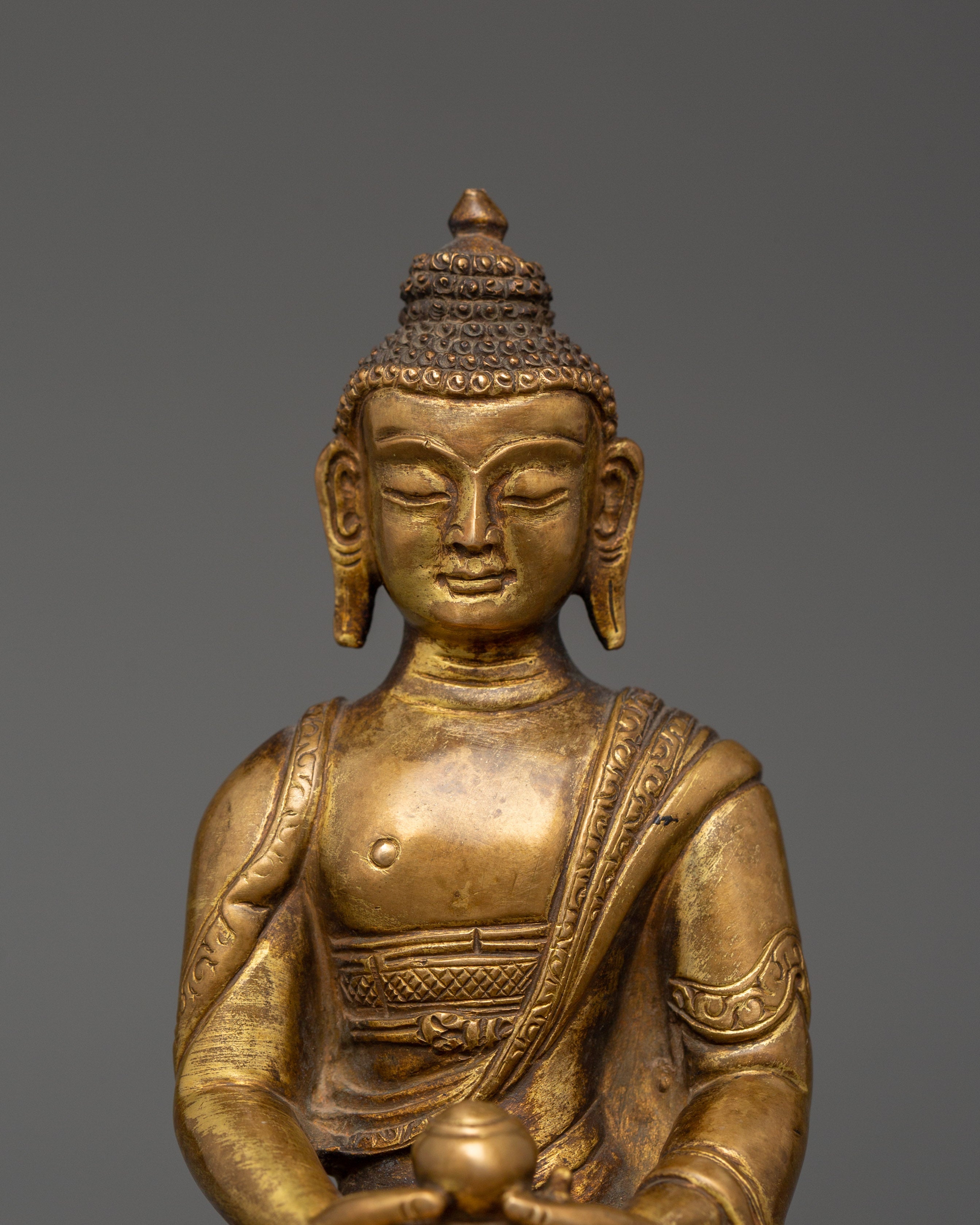 Tibetan Amitabha Buddha for Enlightenment | Gold-Plated Copper Amitayus