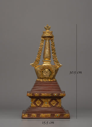 Handcrafted Buddhist Enlightenment Stupa |  Sacred Tibetan Shrine