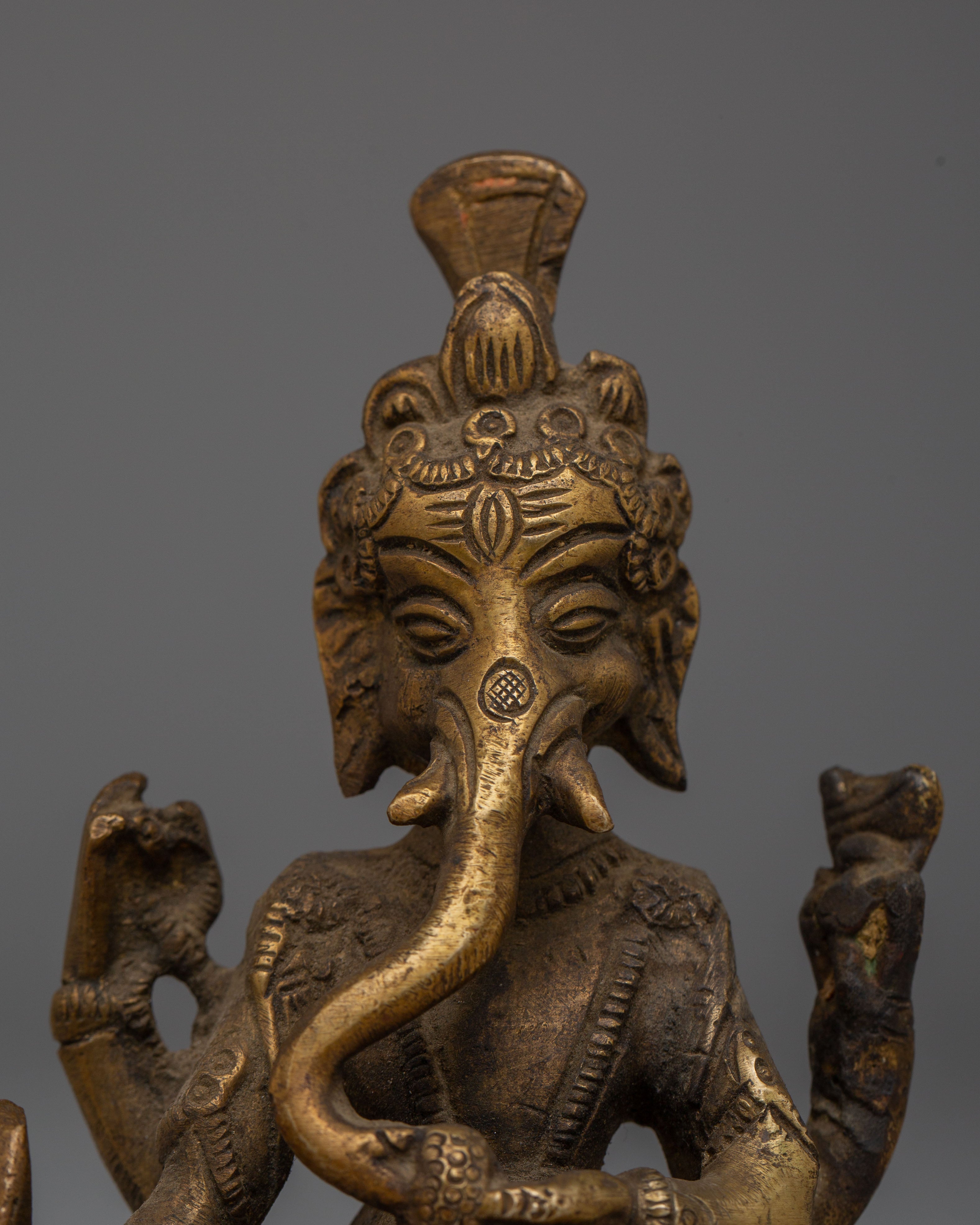 Handmade Hindu Deity Ganesha Brass Statue | Hindu God of Prosperity