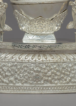 Tibetan Silver Ritual Kapala | Sacred Tibetan Buddhist Artifact for Rituals
