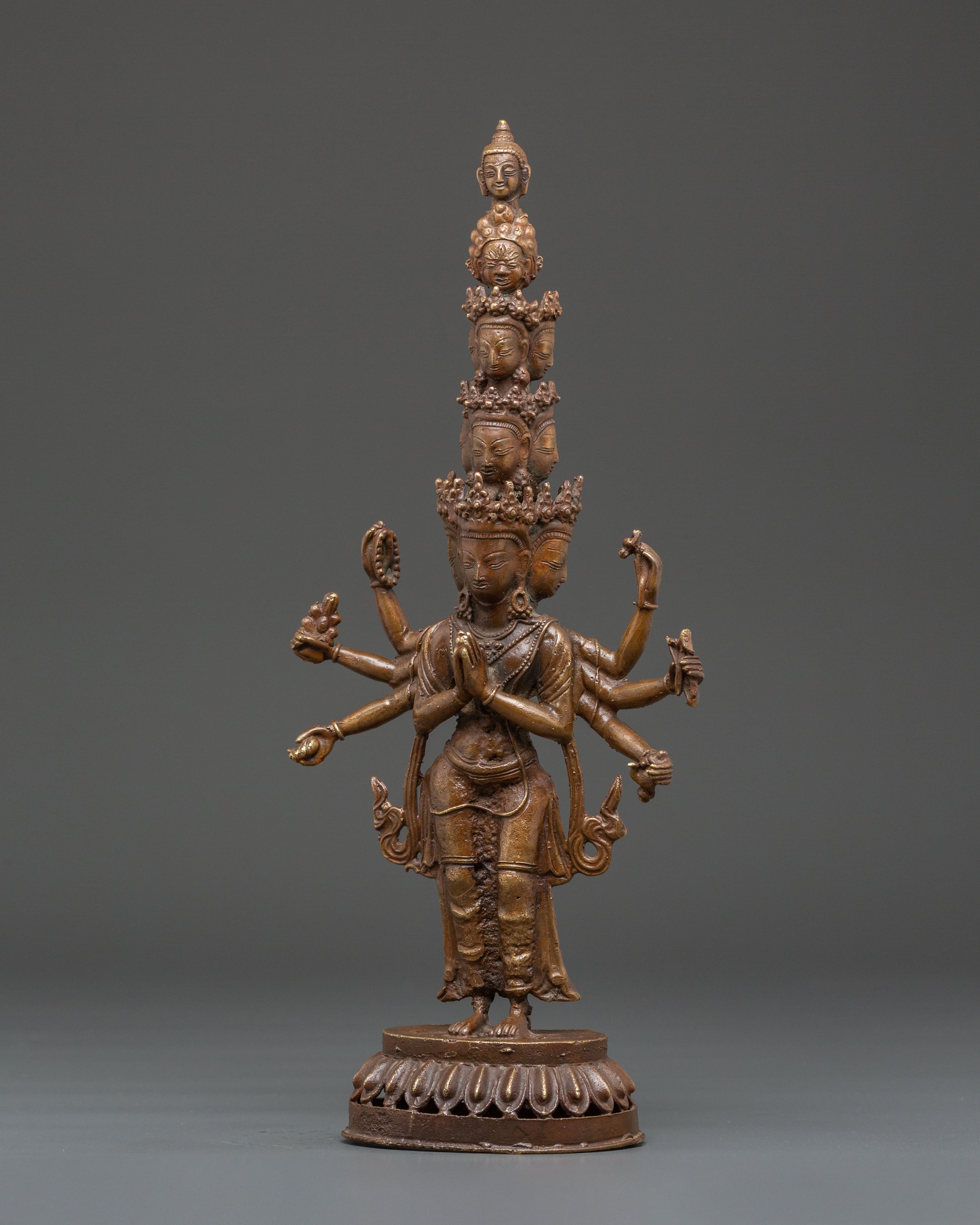 Eleven-Headed Avalokiteshvara Sculpture | Symbol of Mercy and Enlightenment